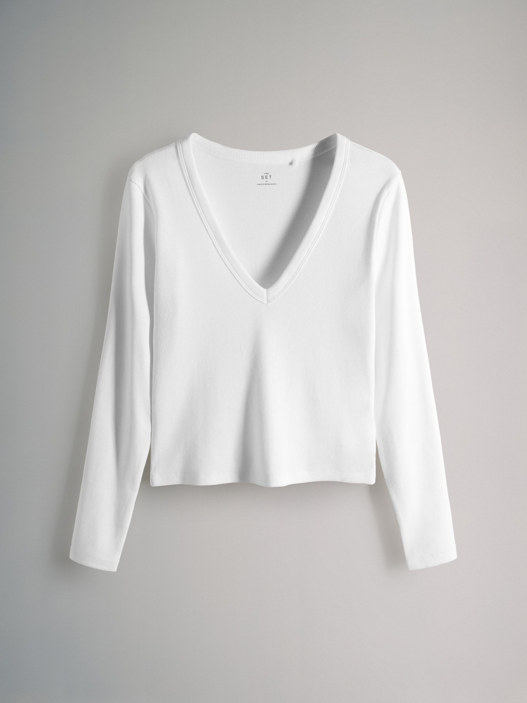 5 Pack Long Sleeve V-Neck Ribbed T-Shirts Pink/Brown/Stripe - Image 2 of 6