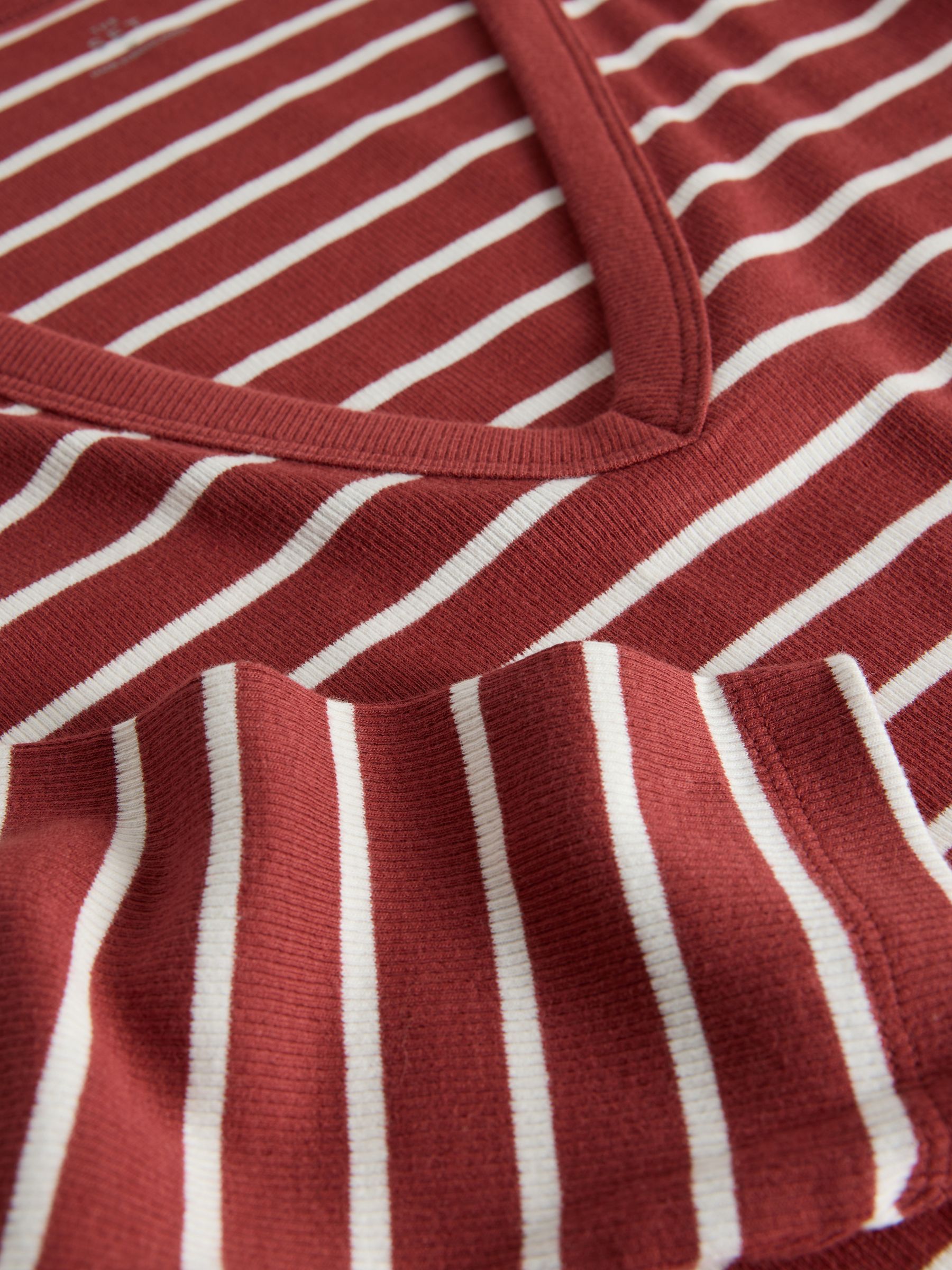 5 Pack Long Sleeve V-Neck Ribbed T-Shirts Pink/Brown/Stripe - Image 6 of 6