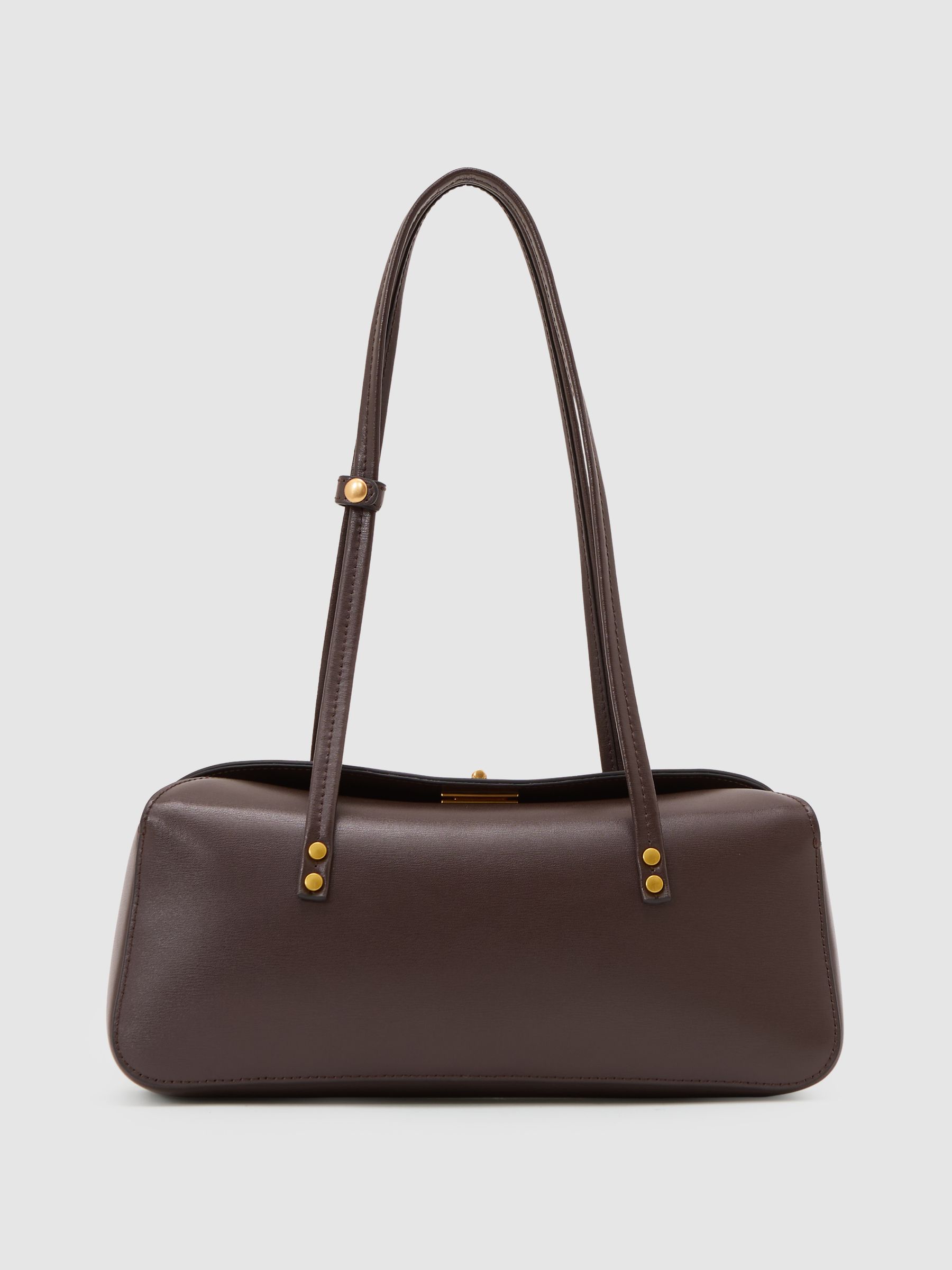Leather Bowling Shoulder Bag in Chocolate - image 1