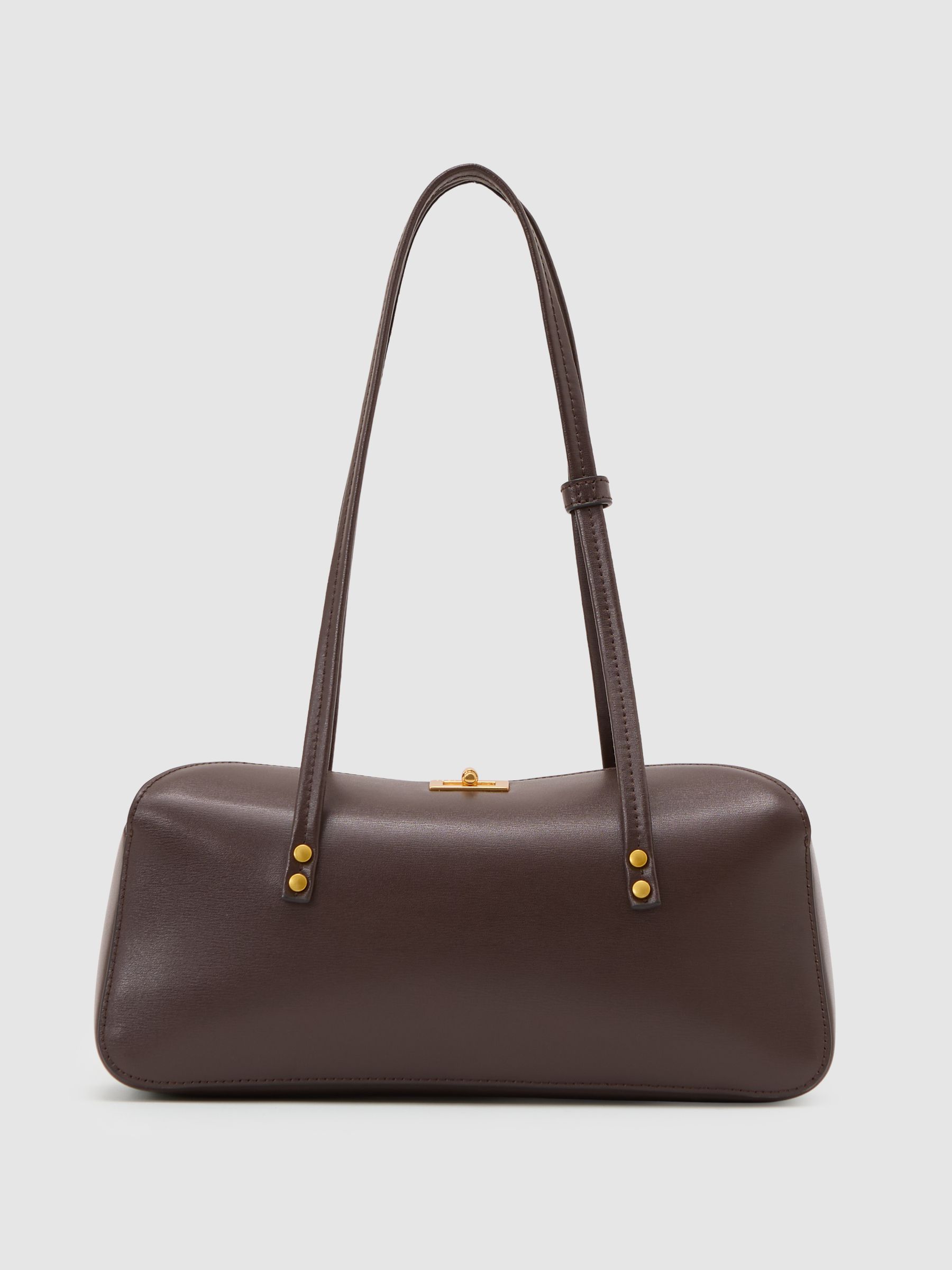 Leather Bowling Shoulder Bag in Chocolate - image 5