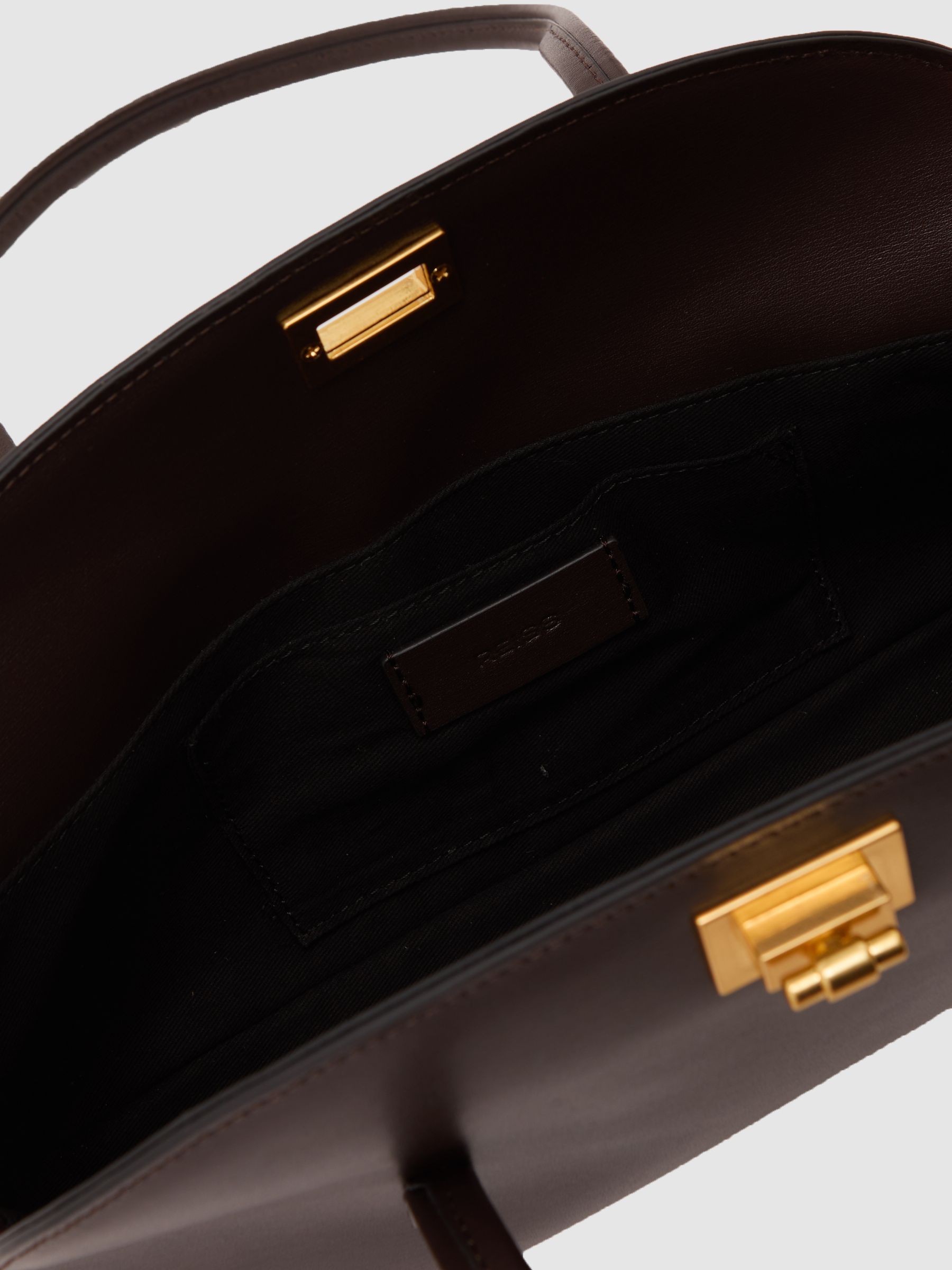 Leather Bowling Shoulder Bag in Chocolate - image 3