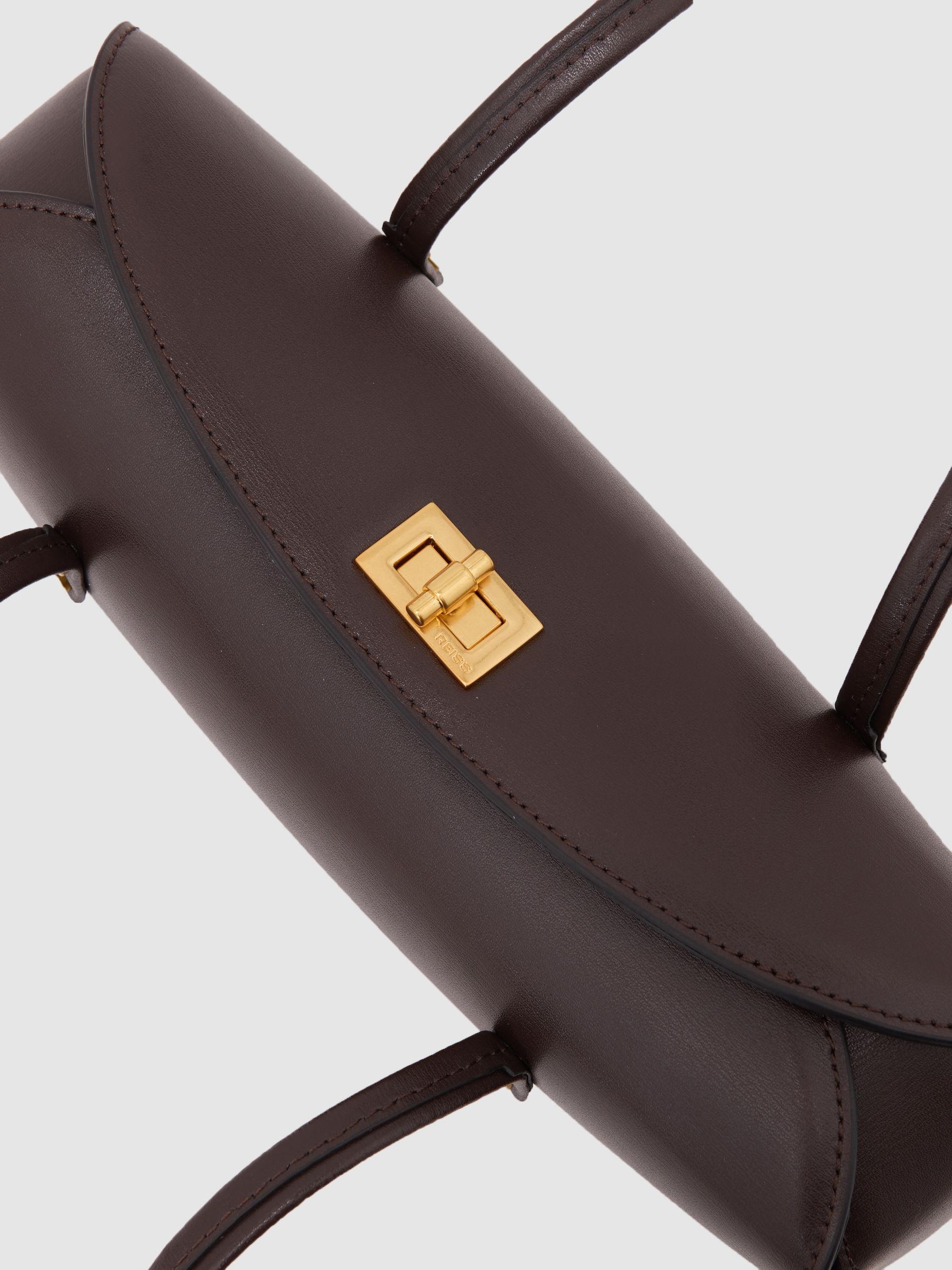 Leather Bowling Shoulder Bag in Chocolate - image 2