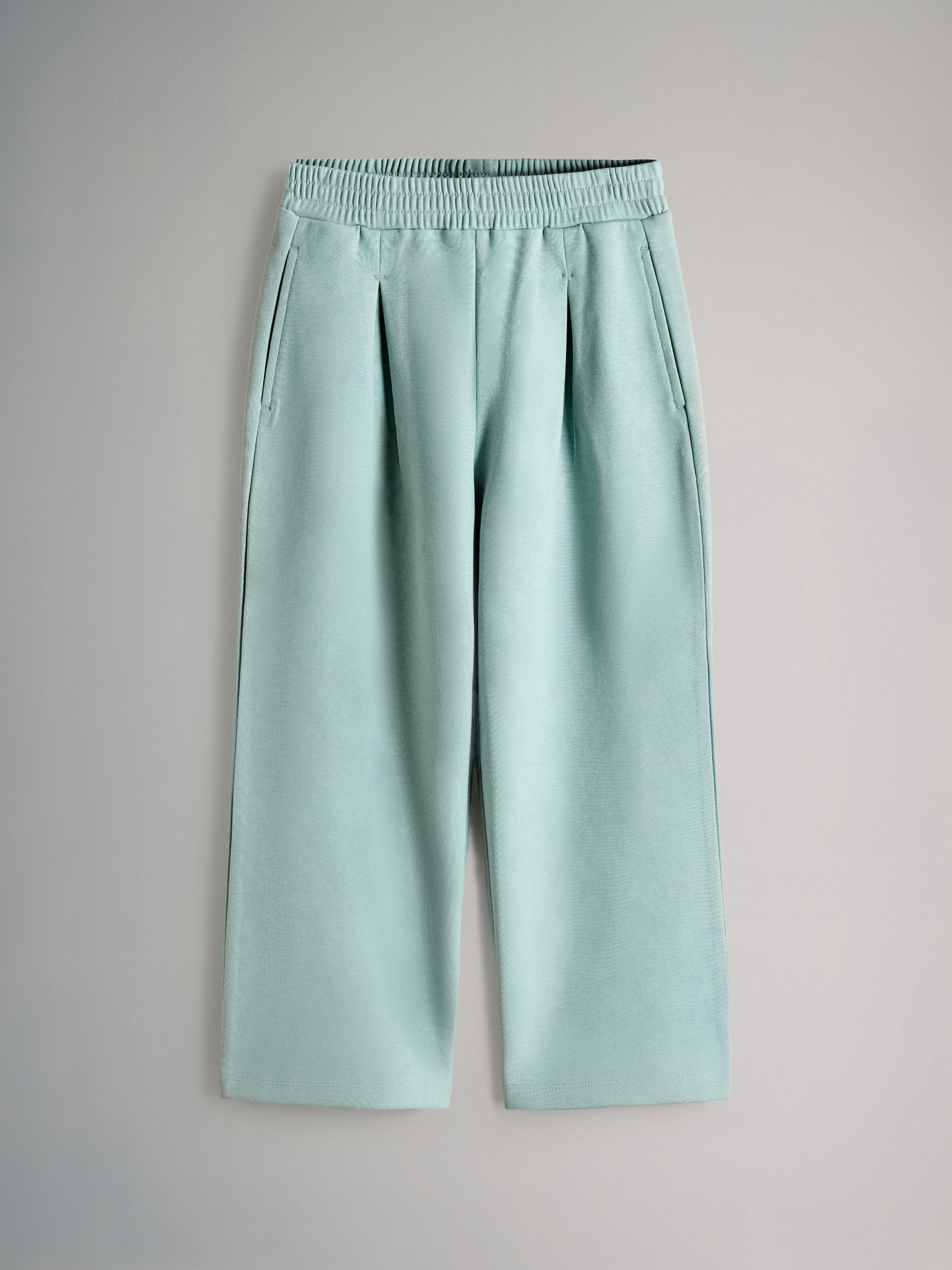 Teal Blue Interlock Cropped Short Sleeve T-Shirt and Wide Leg Joggers Set - Image 2 of 5
