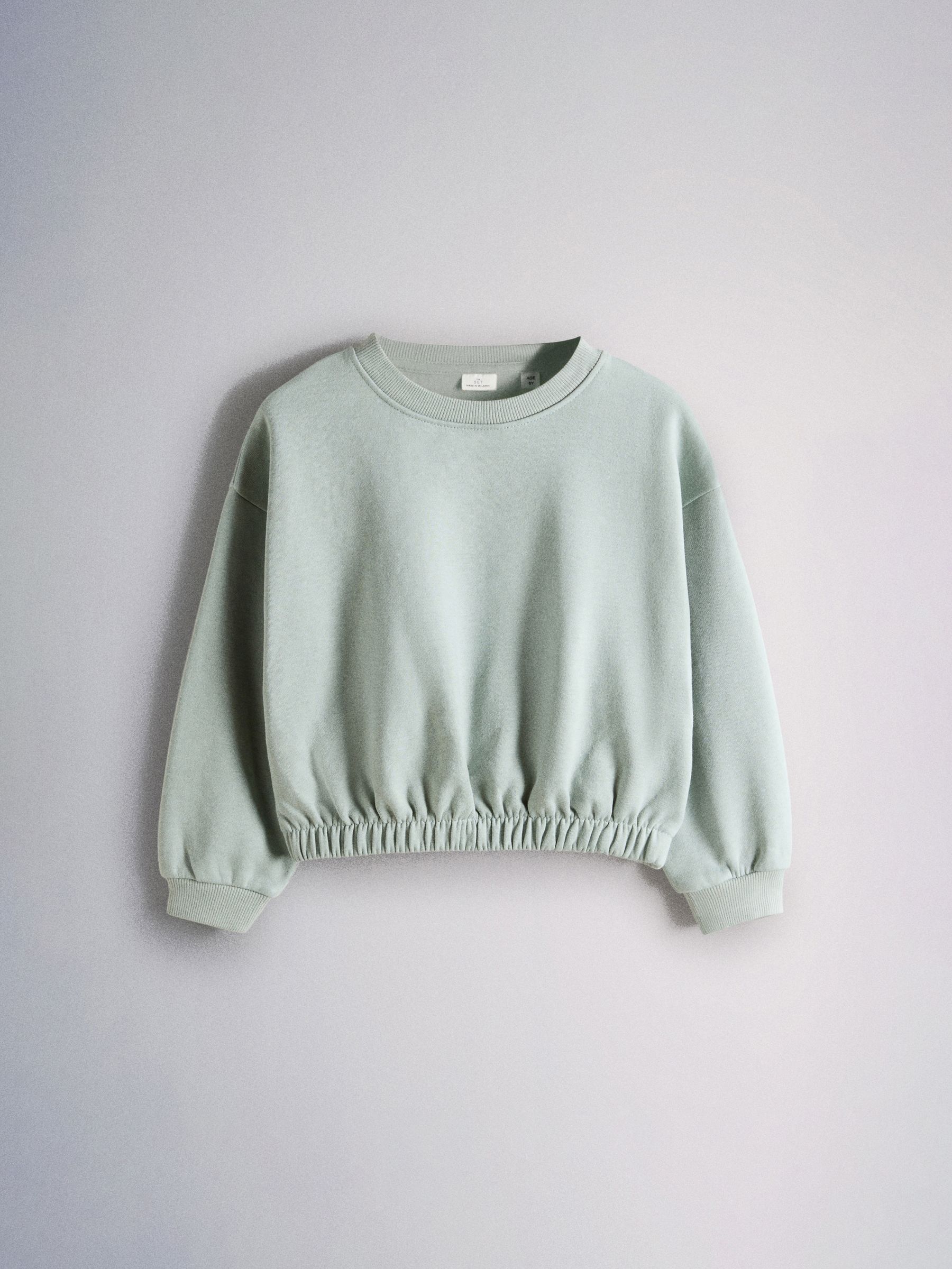 4 Pack Cropped Elasticated Hem Crews Sweat Top Yellow/Blue/Green/Brown - Image 5 of 6