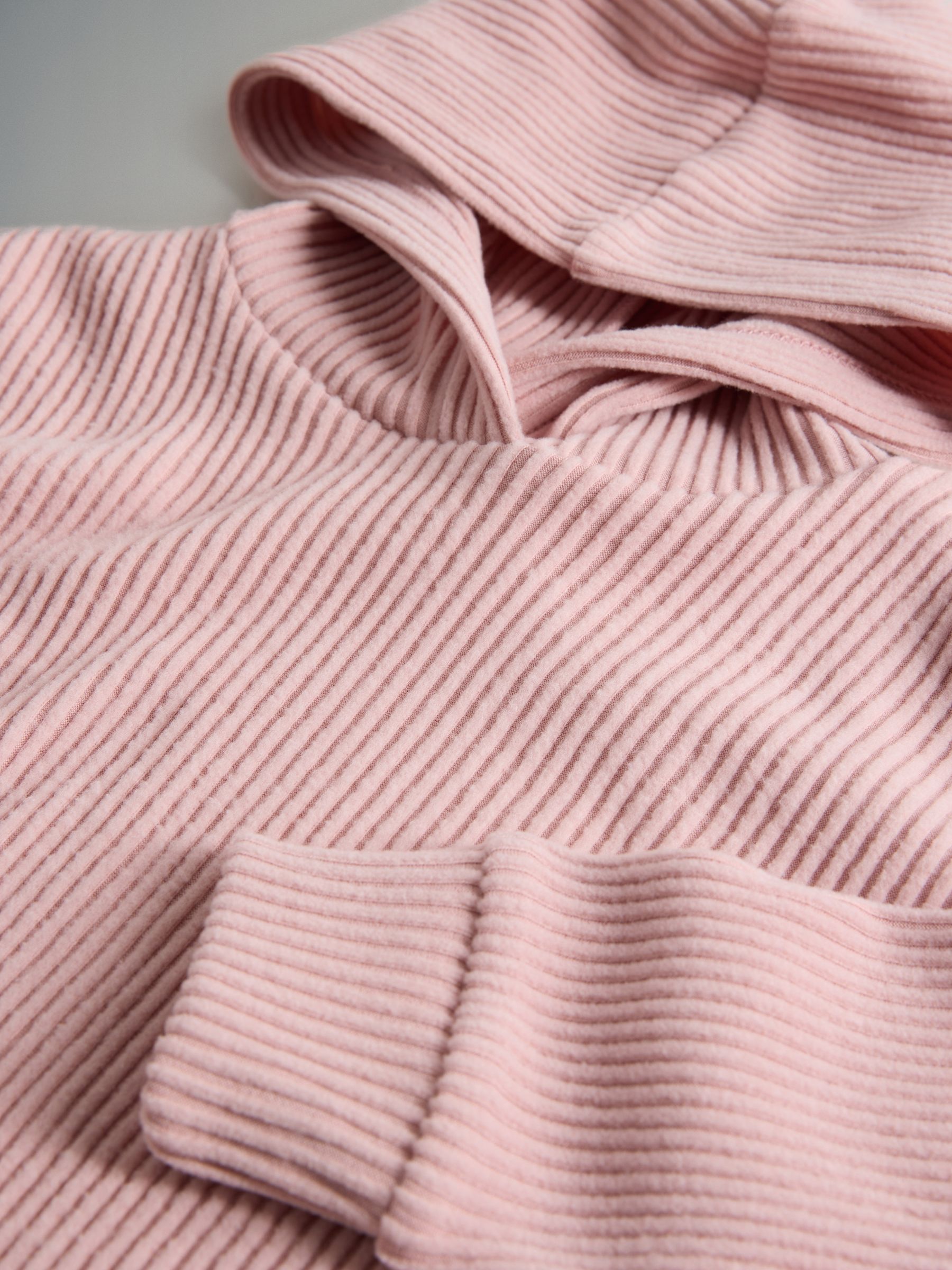 Pink Soft Touch Rib Relaxed Hoodie Wide Leg Jogger Set - Image 6 of 6