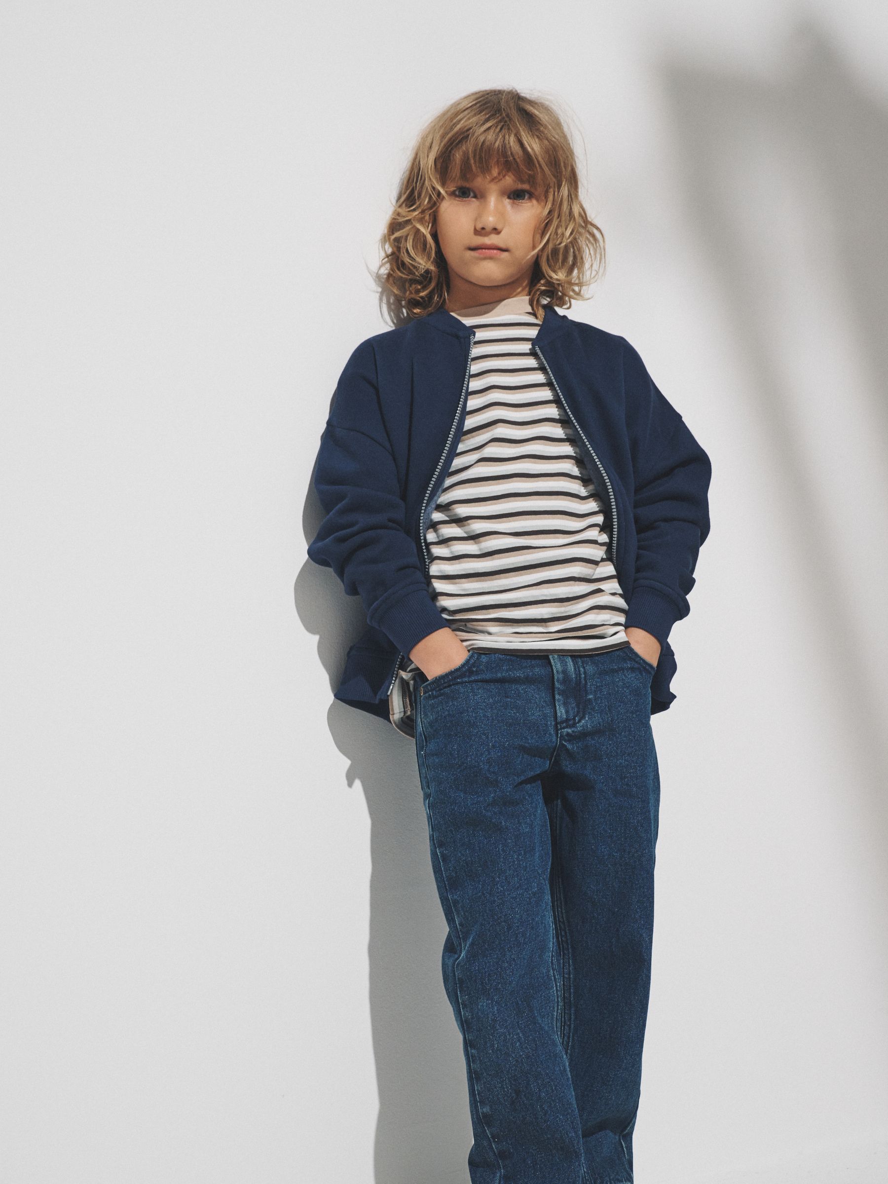 4 Pack Zip Through Sweat Bombers and Seam Detail Crews Navy Blue/Green/Cream - Image 2 of 6