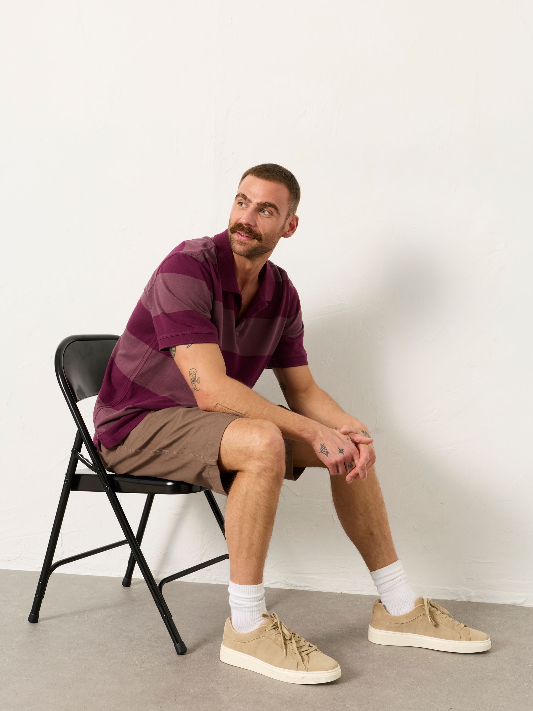 Brown Pleat Front Chino Shorts - Image 4 of 6