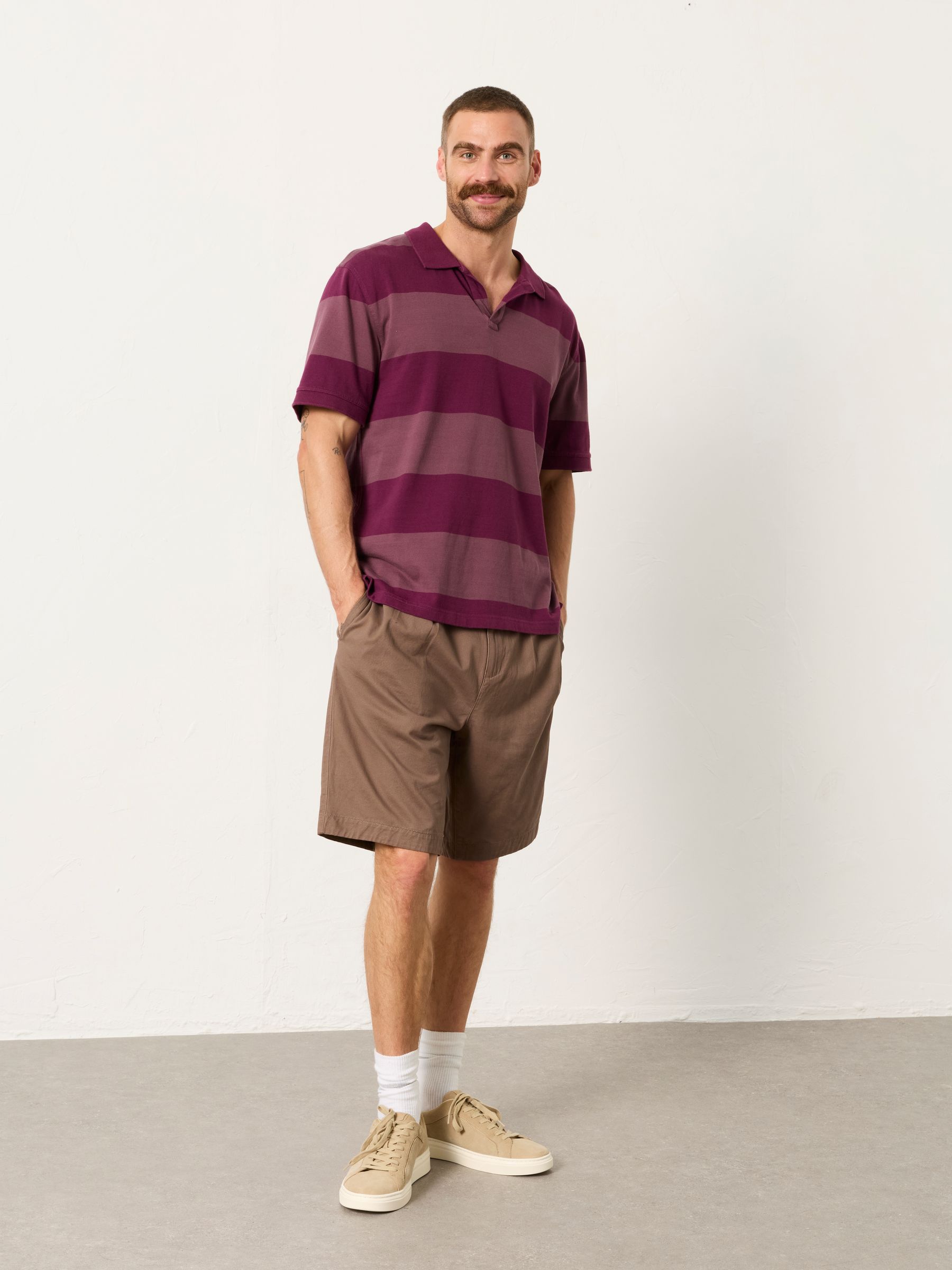 Brown Pleat Front Chino Shorts - Image 5 of 6