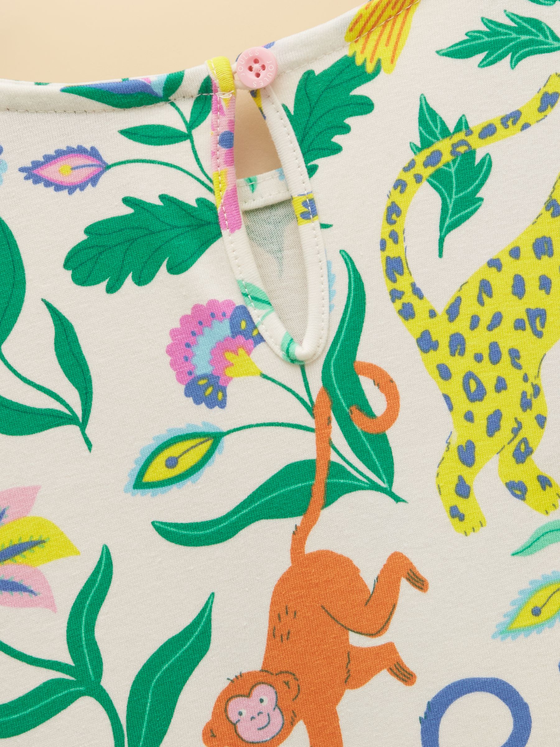 Girls' Nellie Jungle Print Short Sleeve Tiered Jersey Dress - Image 5 of 5