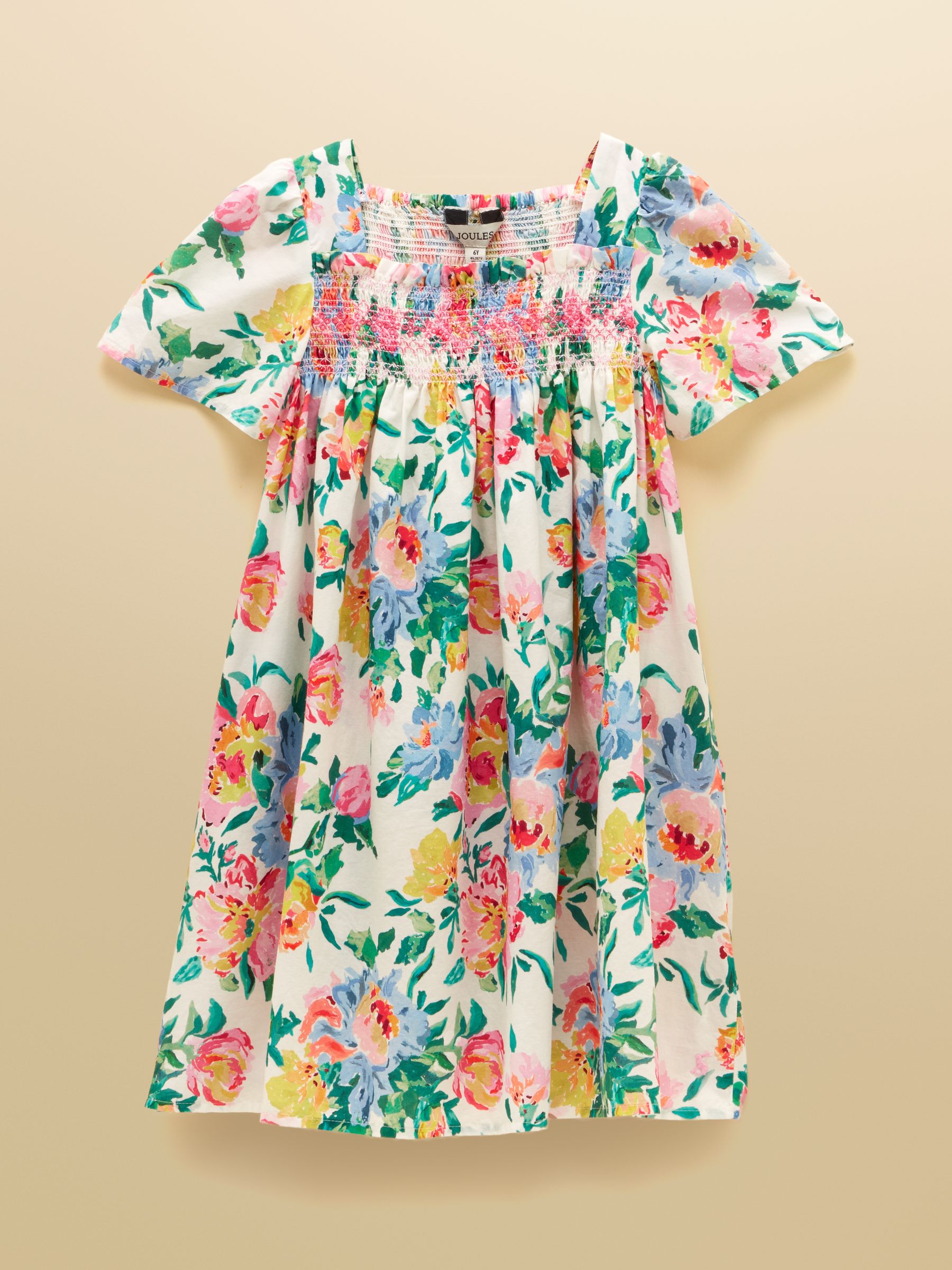 Girls' Eliza Cream Floral Shirred Woven Dress - Image 1 of 5