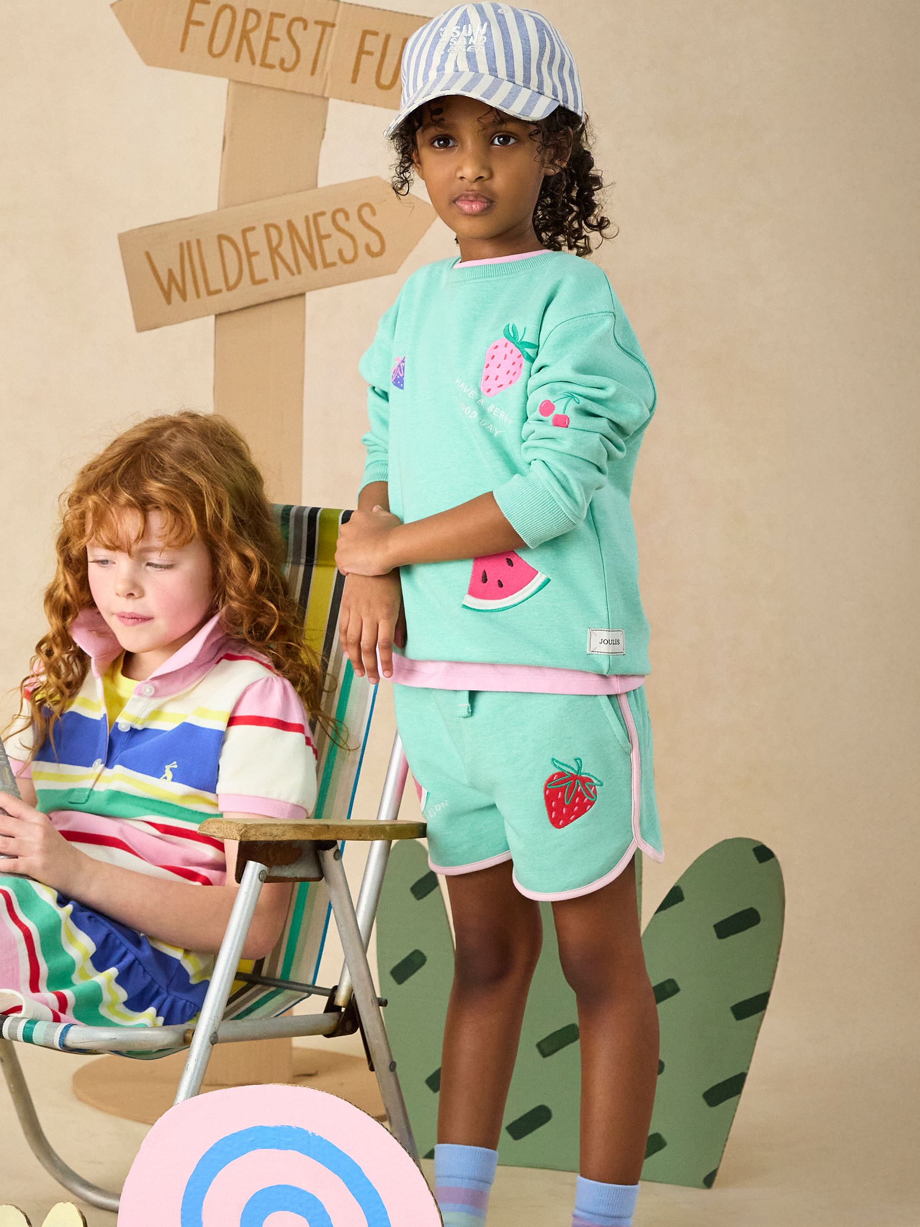 Girls' Summerdays Green Loopback Embroidered Sweat Shorts - Image 2 of 7