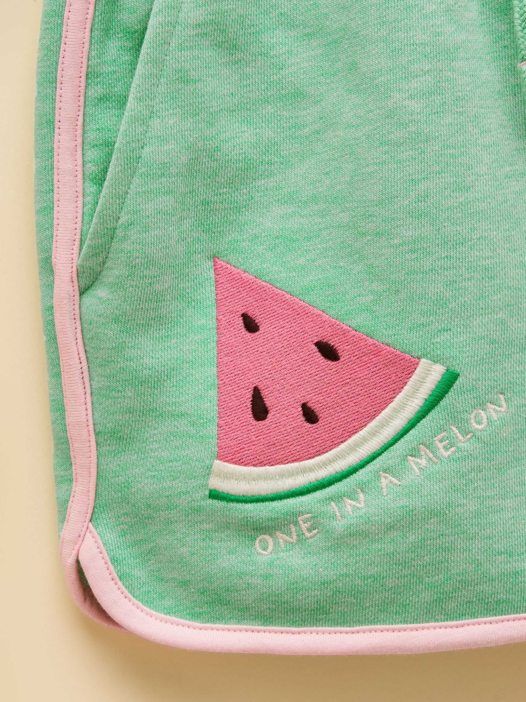 Girls' Summerdays Green Loopback Embroidered Sweat Shorts - Image 6 of 7