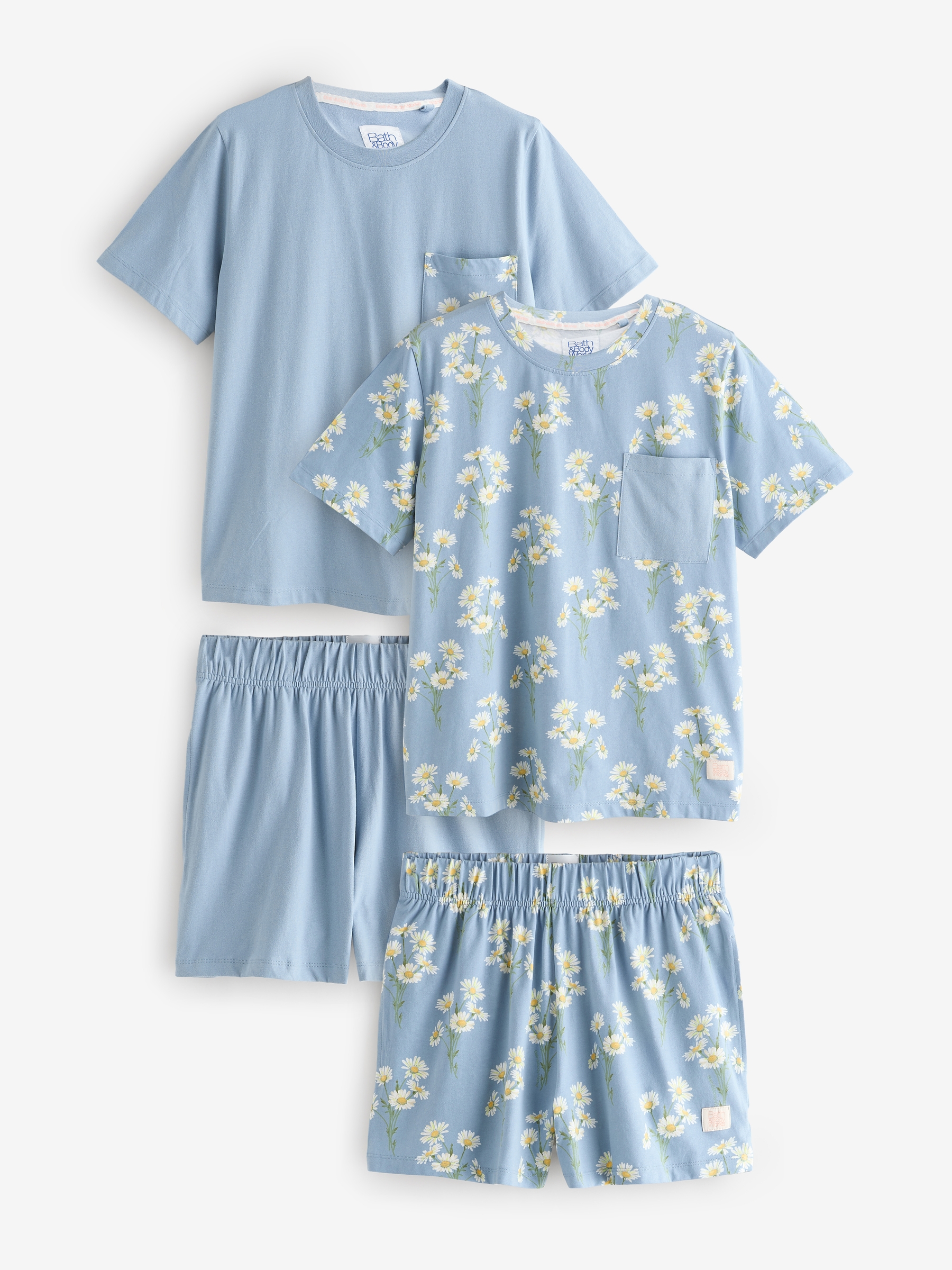 Blue Gingham Daisies Short Pyjamas Set 2 Pack - Image 1 of 15