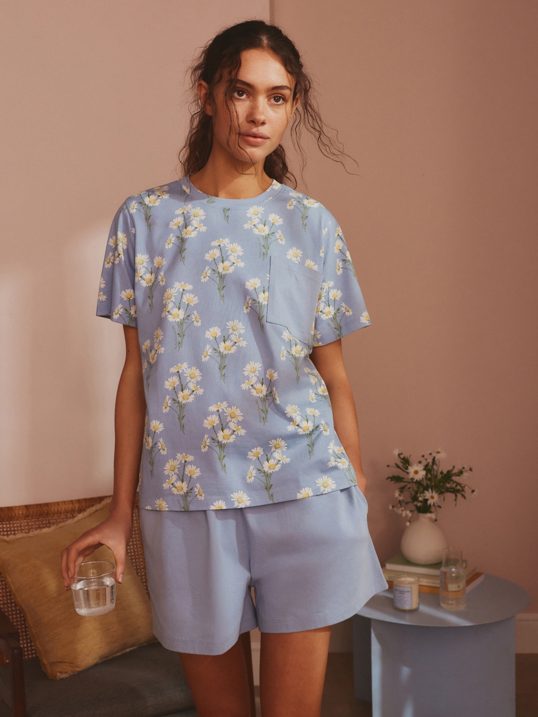 Blue Gingham Daisies Short Pyjamas Set 2 Pack - Image 2 of 15