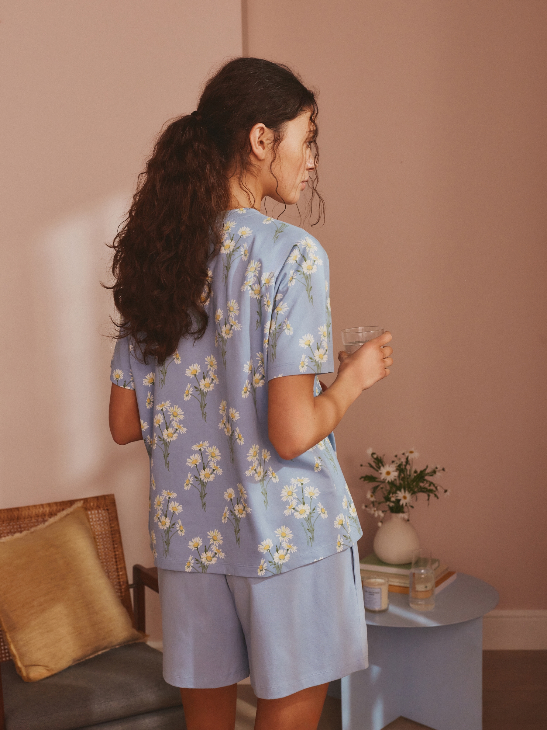 Blue Gingham Daisies Short Pyjamas Set 2 Pack - Image 5 of 15