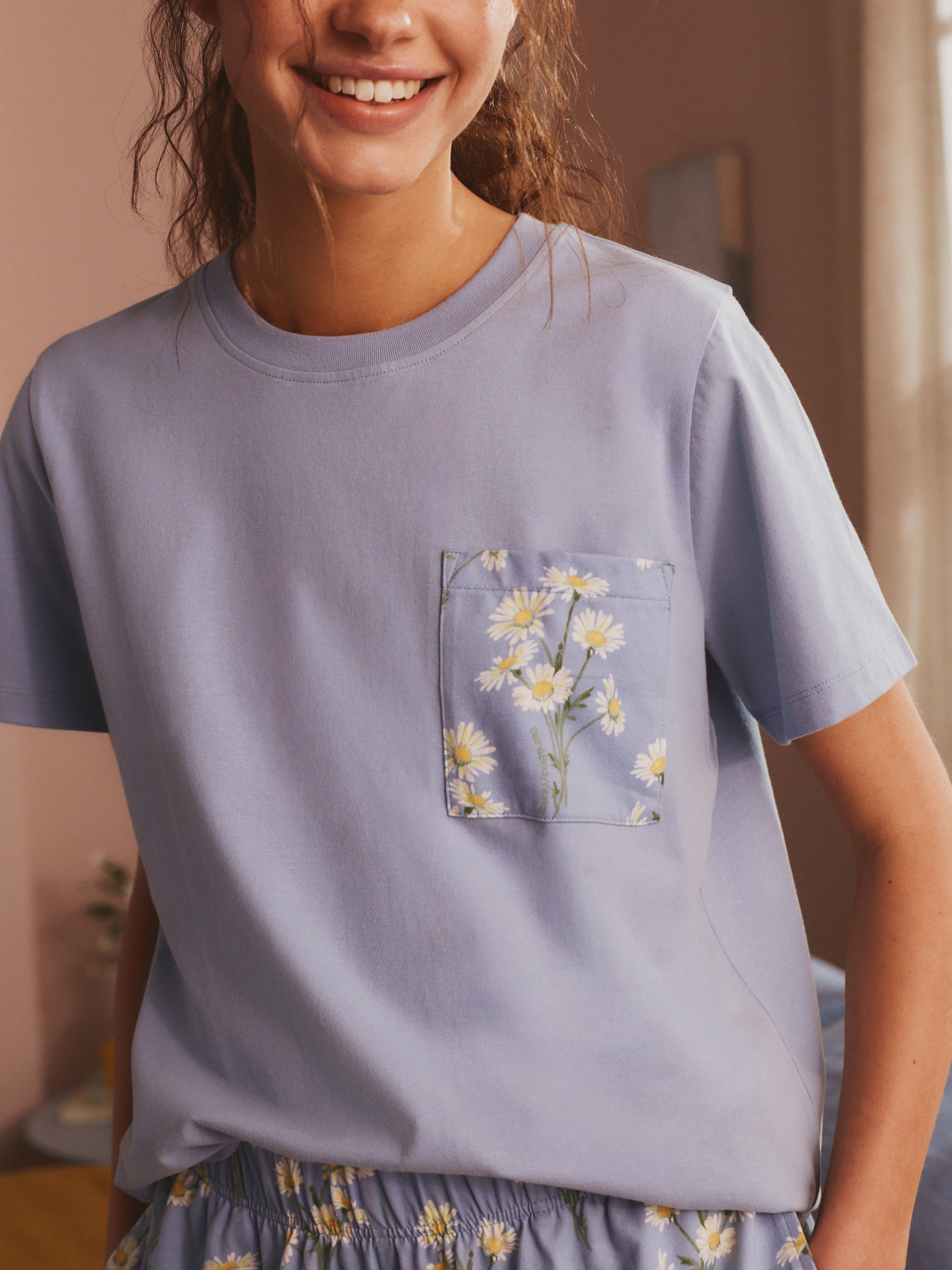 Blue Gingham Daisies Short Pyjamas Set 2 Pack - Image 7 of 15