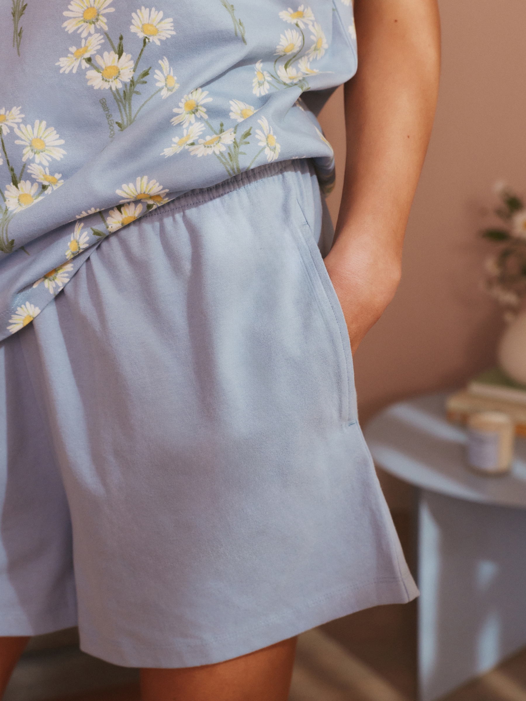 Blue Gingham Daisies Short Pyjamas Set 2 Pack - Image 9 of 15