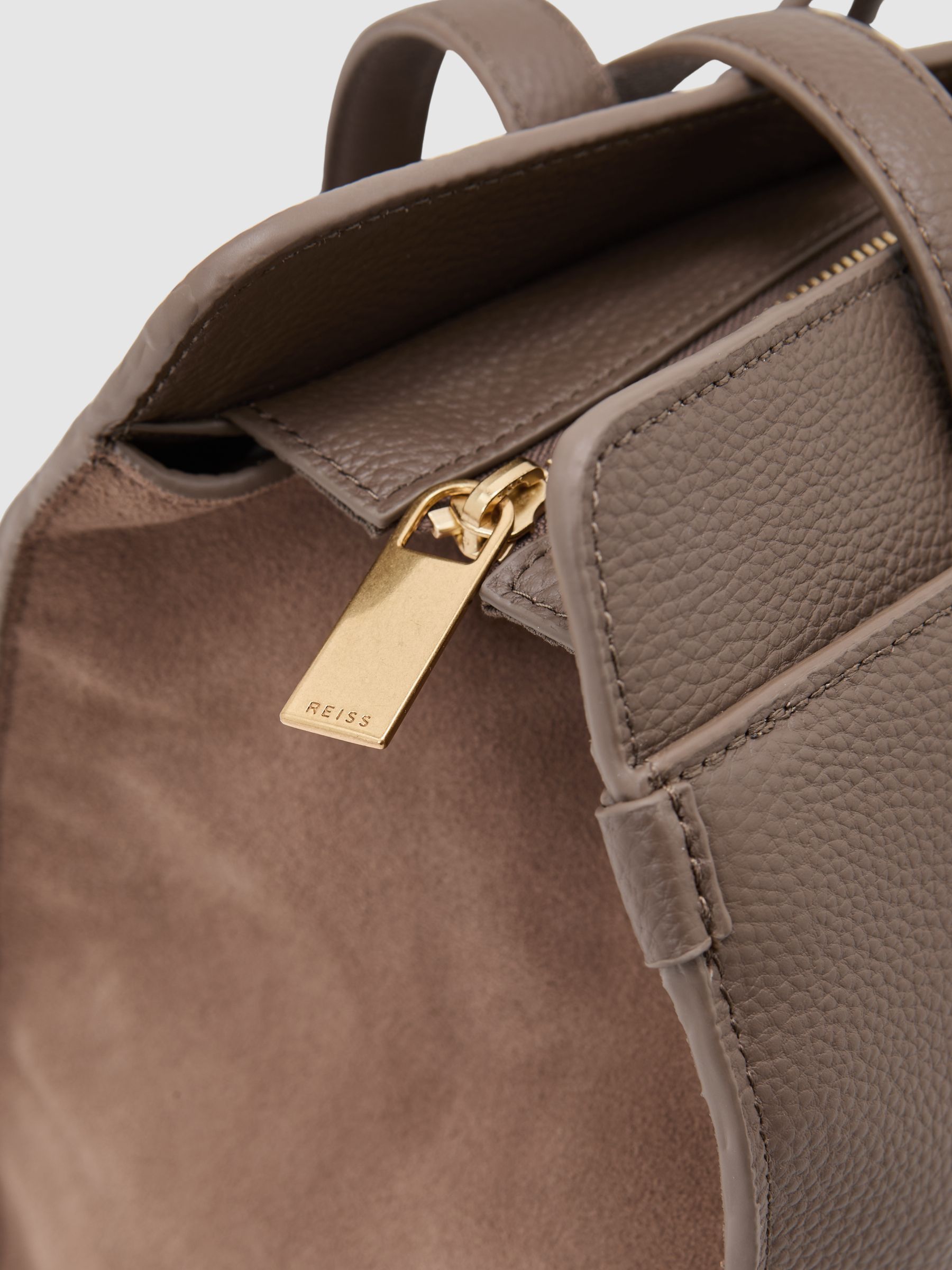 Grained Leather Tote Bag in Taupe - image 2