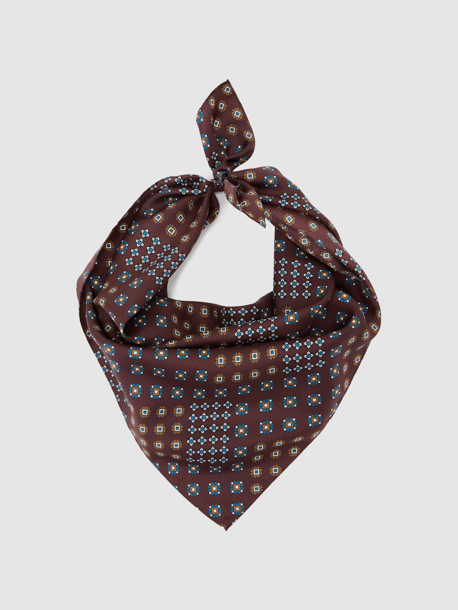 Silk Printed Neck Tie in Burgundy - image 2