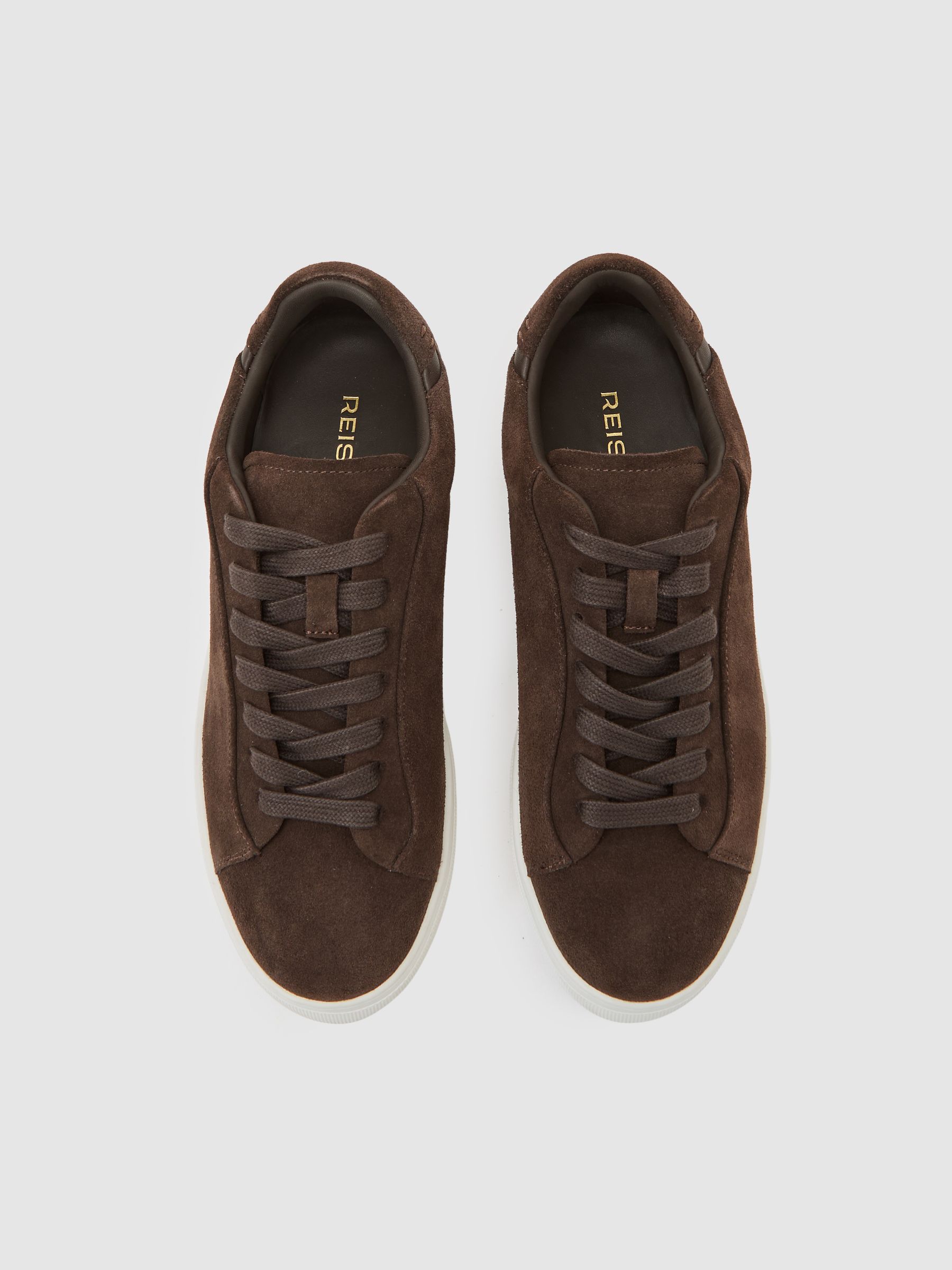 Leather Low-Top Trainers in Chocolate - image 3