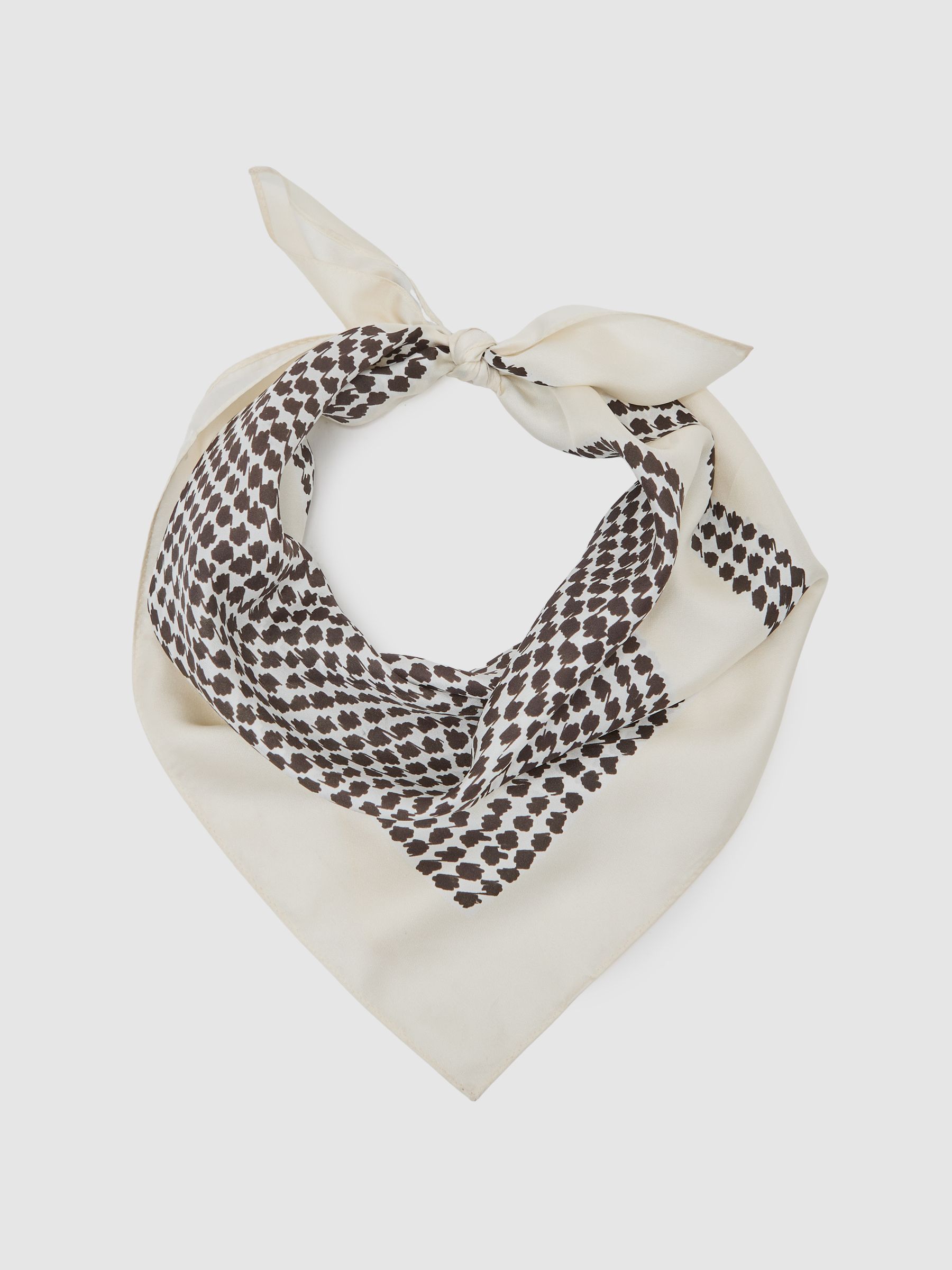 Silk Printed Neck Tie in Cream - image 3