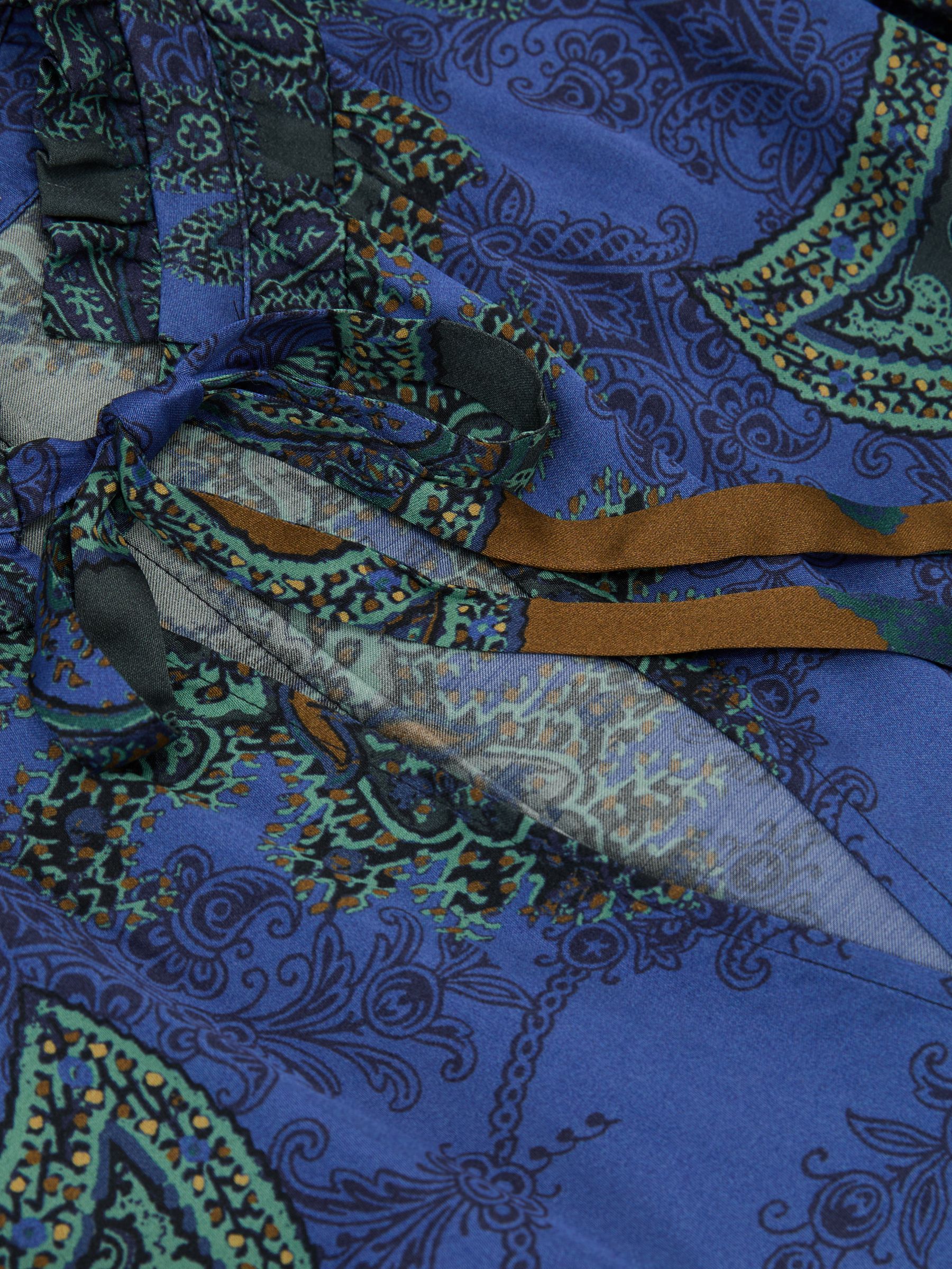 Paisley-Print Belted Mini Dress in Blue - image 3
