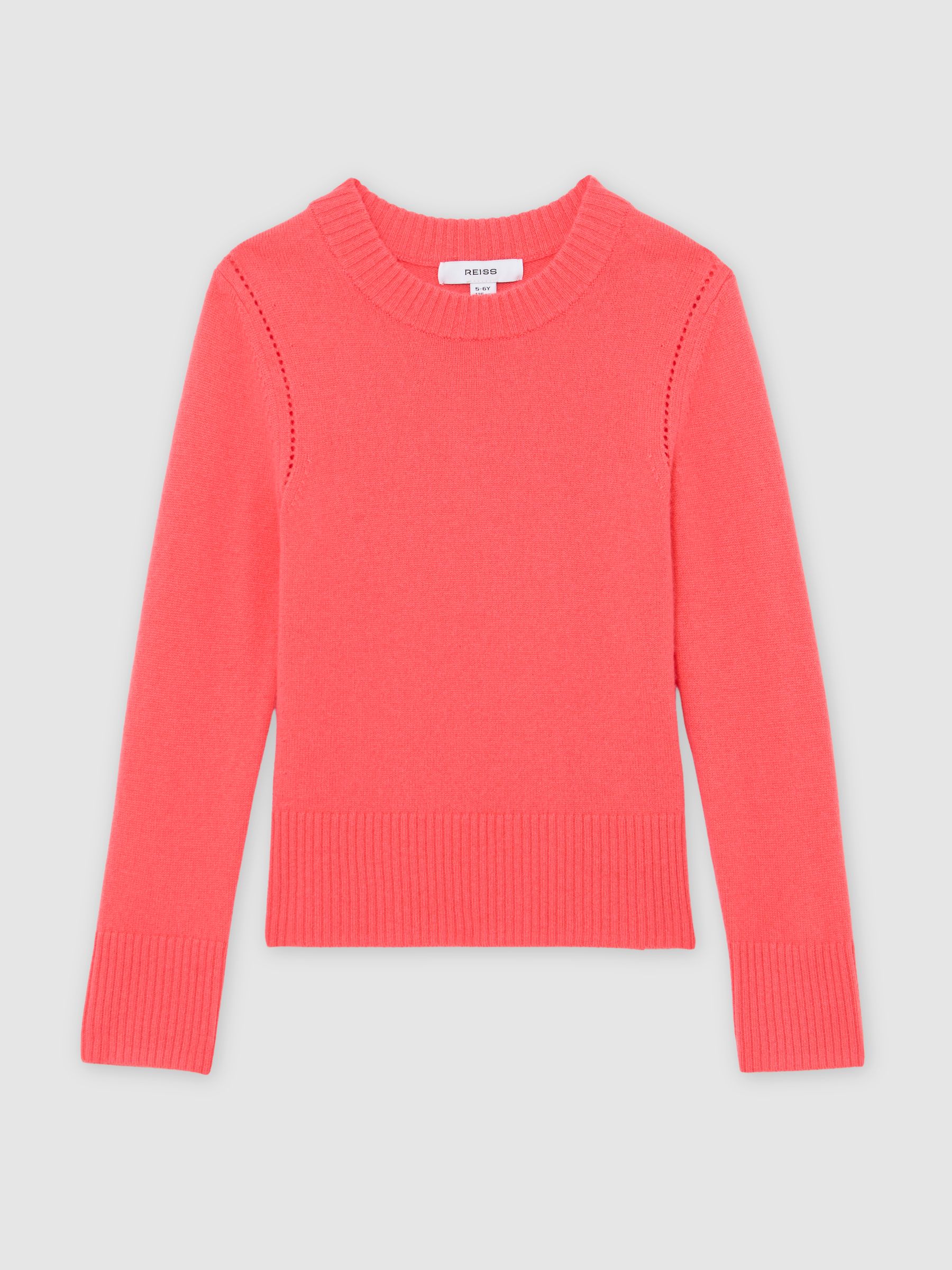 Wool-Blend Open-Stitch Jumper with Cashmere in Coral - Image 2 of 5