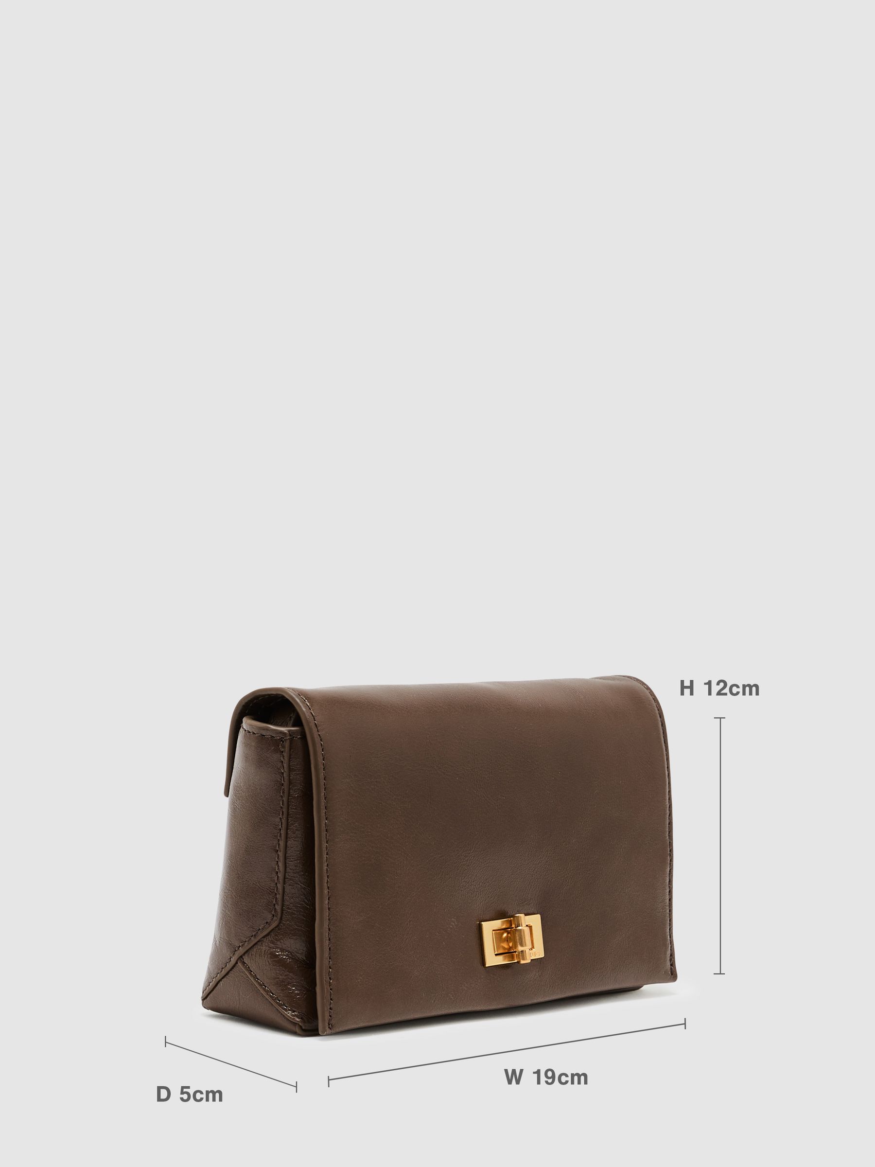 Leather Twist-Lock Shoulder Bag in Taupe - Image 3 of 7