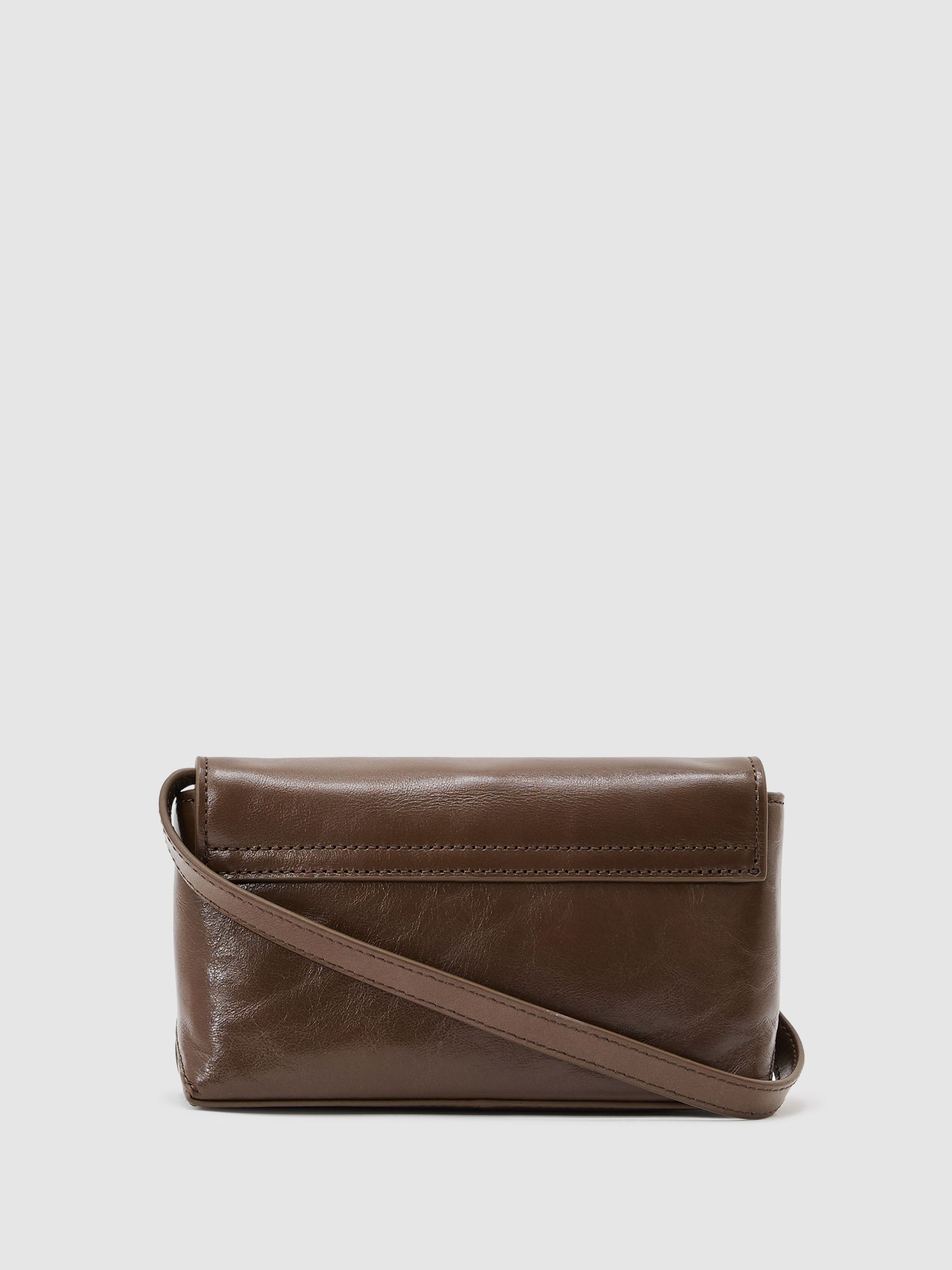 Leather Twist-Lock Shoulder Bag in Taupe - Image 6 of 7