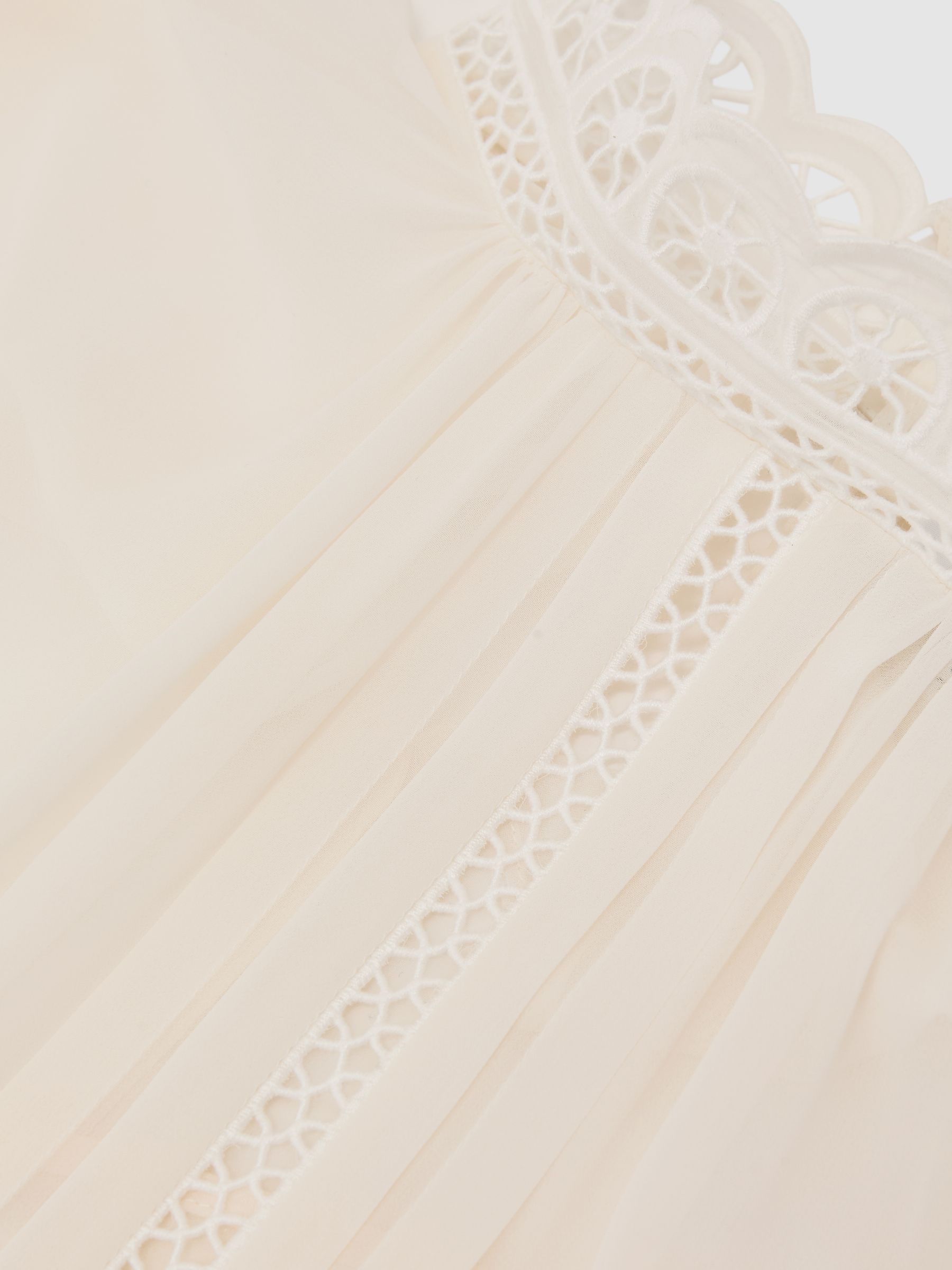 Lace-Trim Sheer Blouse in Cream - image 3