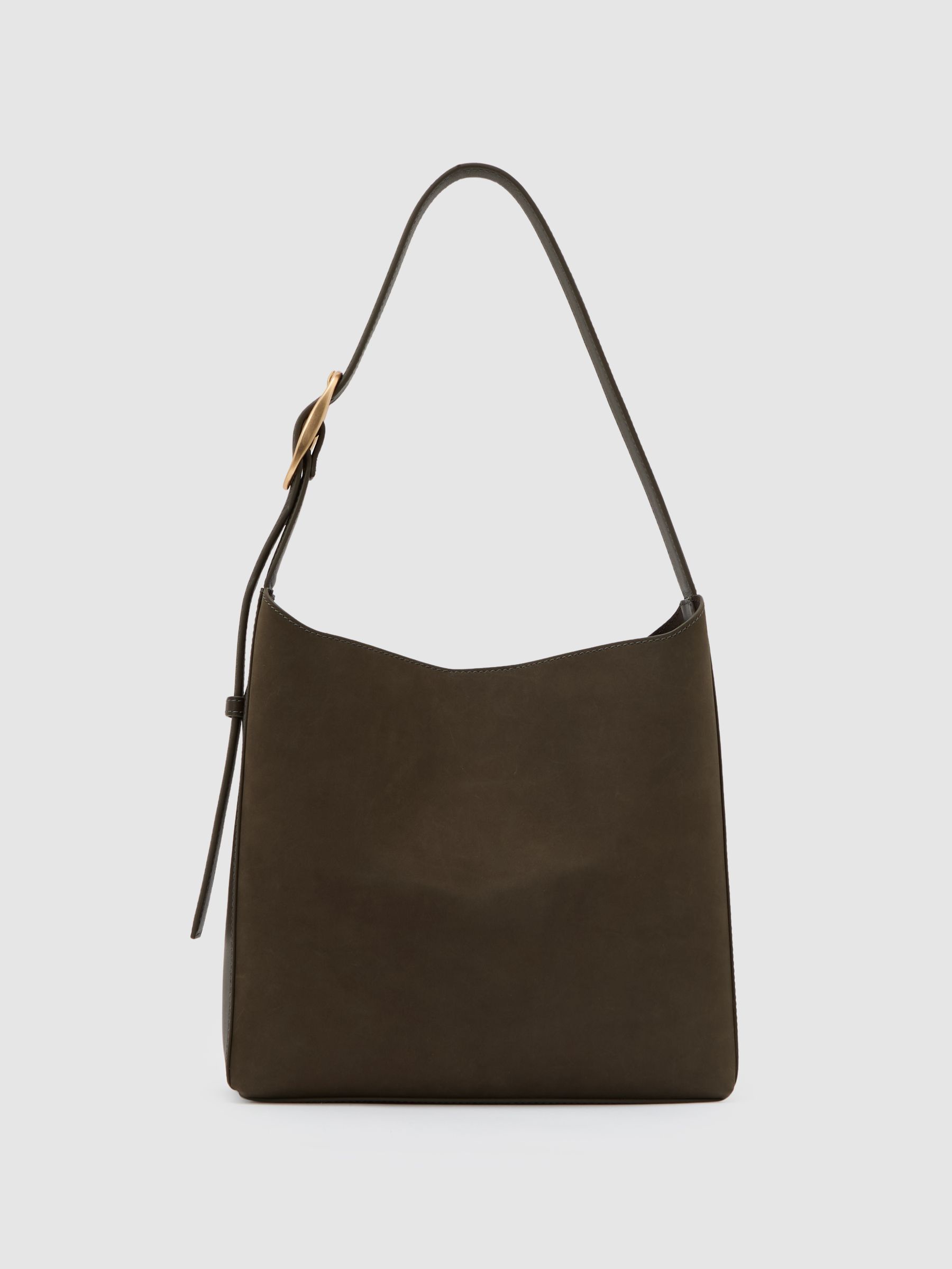 Suede and Leather Tote Bag in Green - image 1