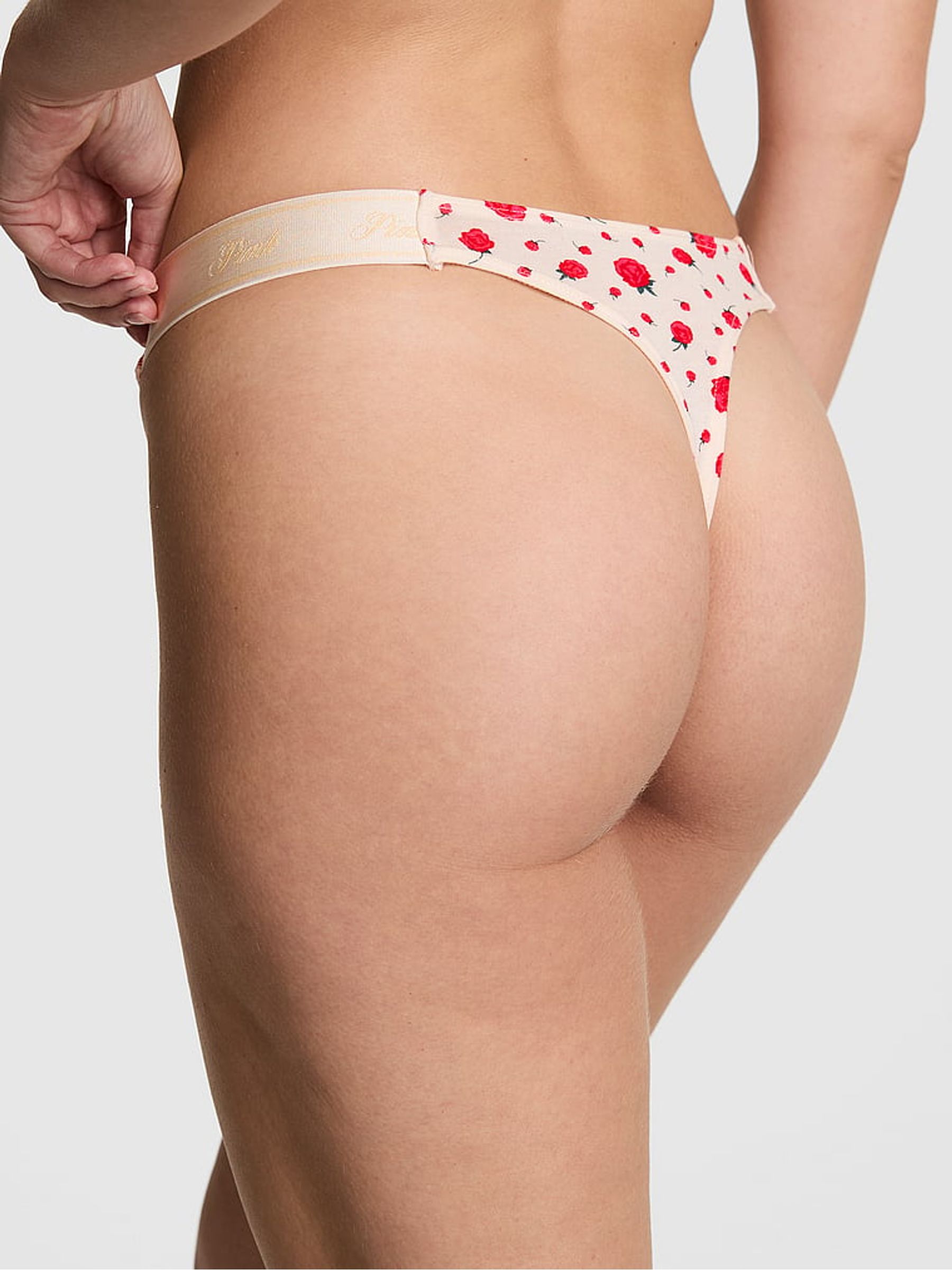 Winter White Roses Thong Cotton Logo Knickers - Image 2 of 2