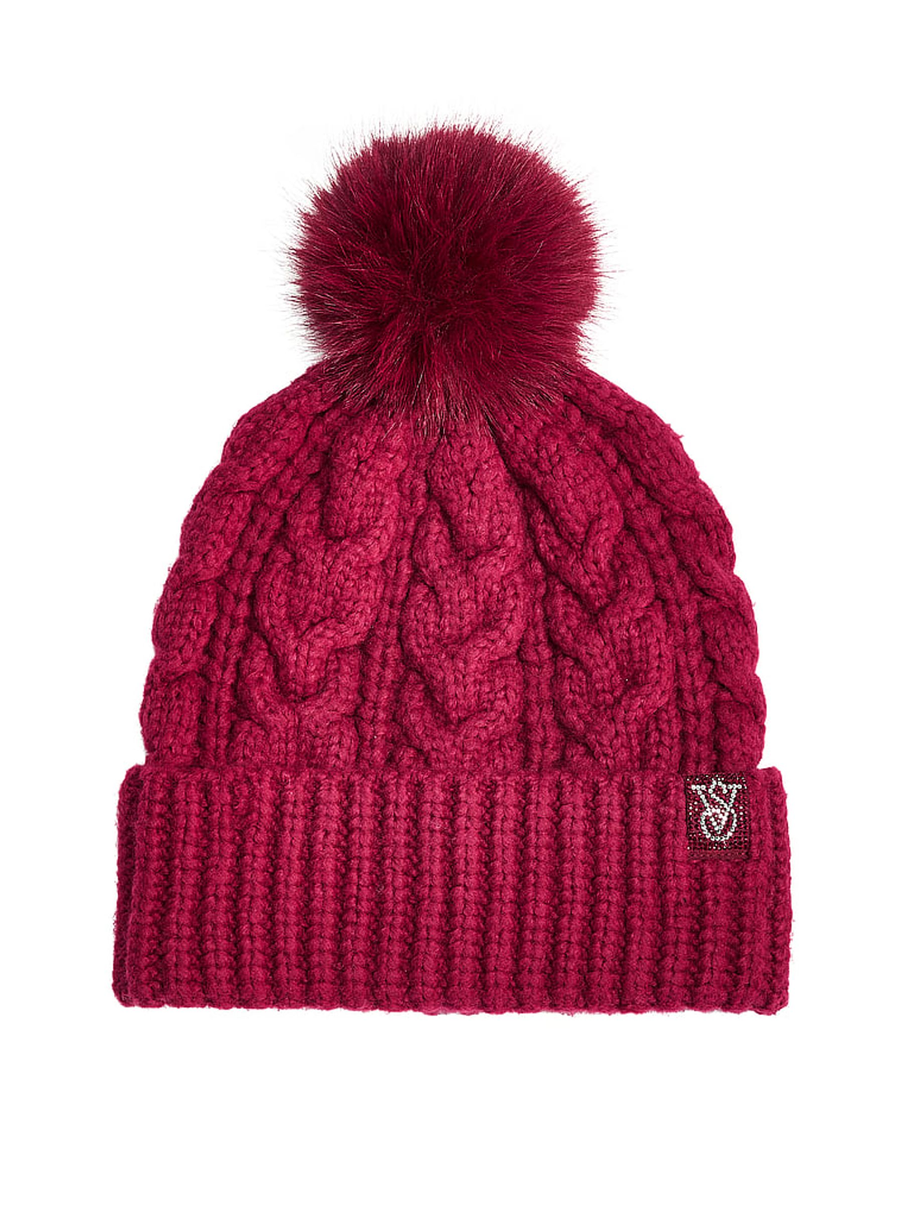 Red Lacquer Knit Beanie Hat - Image 2 of 3