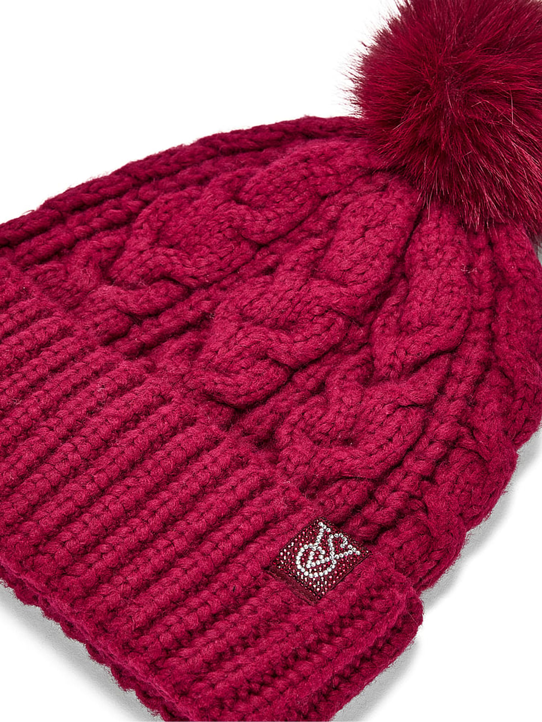 Red Lacquer Knit Beanie Hat - Image 3 of 3