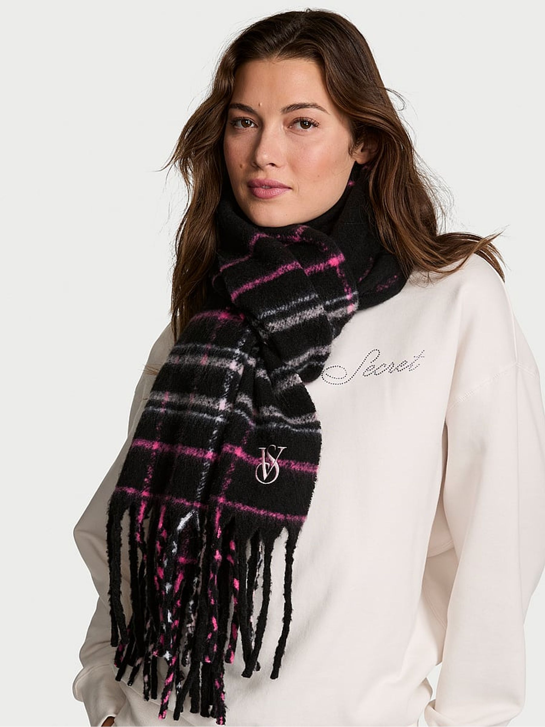 Black Tartan Cosy Blanket Scarf - Image 1 of 3 Black Tartan Cosy Blanket Scarf - Image 1 of 3