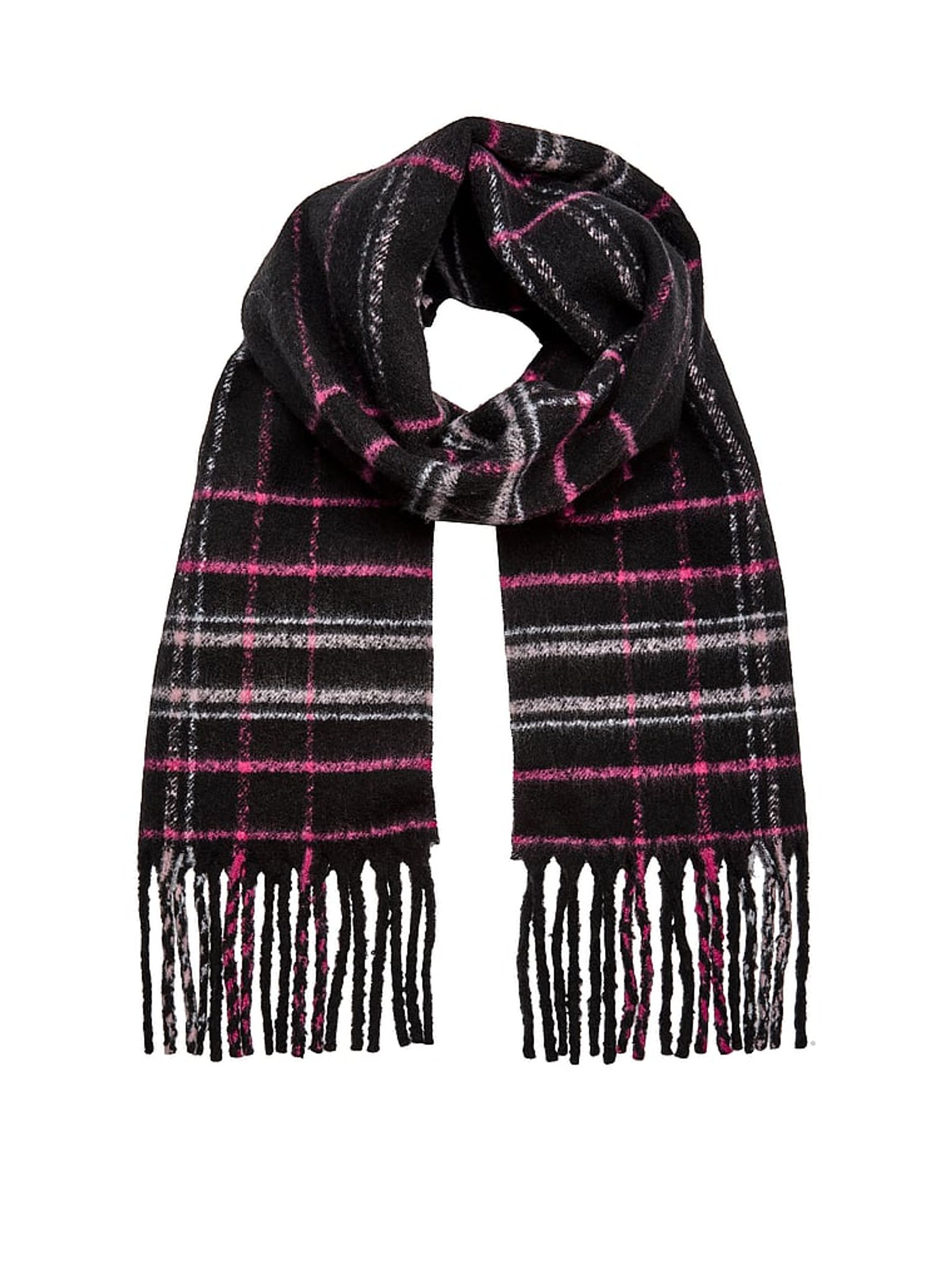Black Tartan Cosy Blanket Scarf - Image 3 of 3 Black Tartan Cosy Blanket Scarf - Image 3 of 3