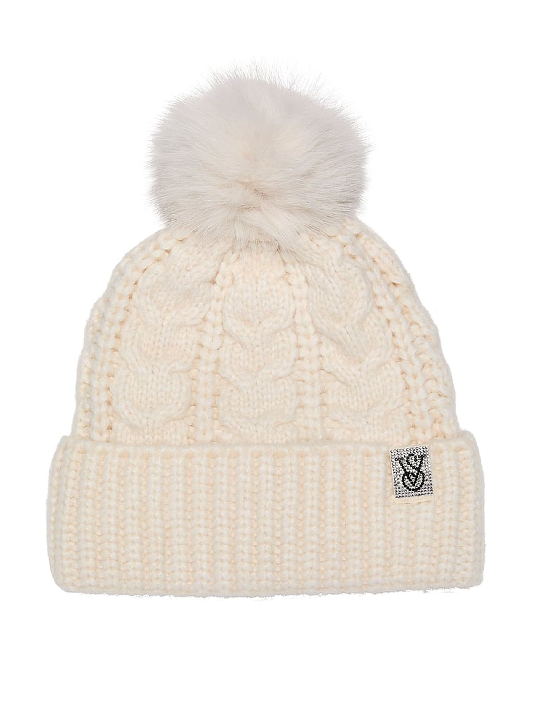 Swan Cream Knit Beanie Hat - Image 2 of 2