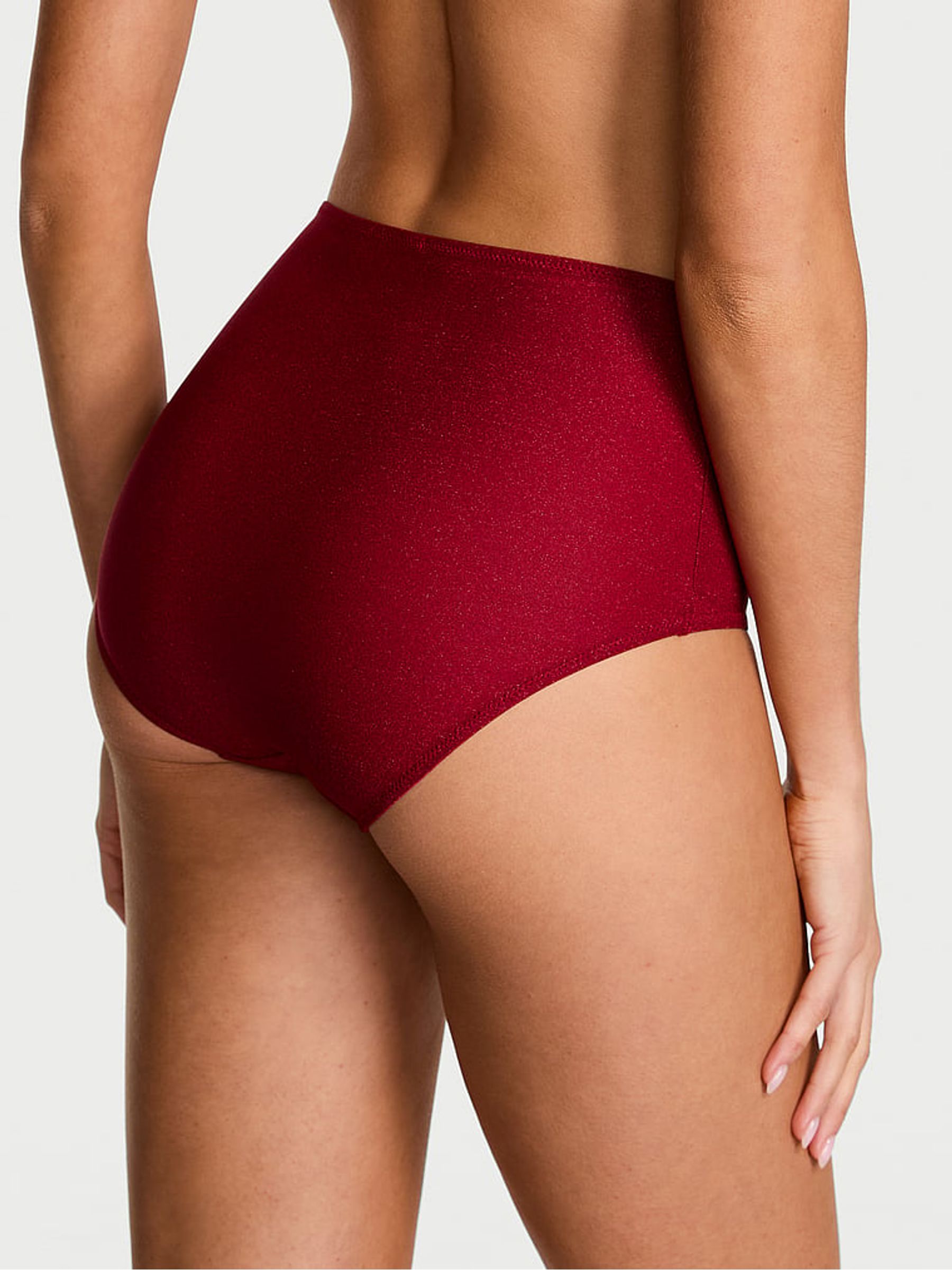 Red Lacquer Brief Shimmer Mid-Rise Knickers - Image 2 of 2