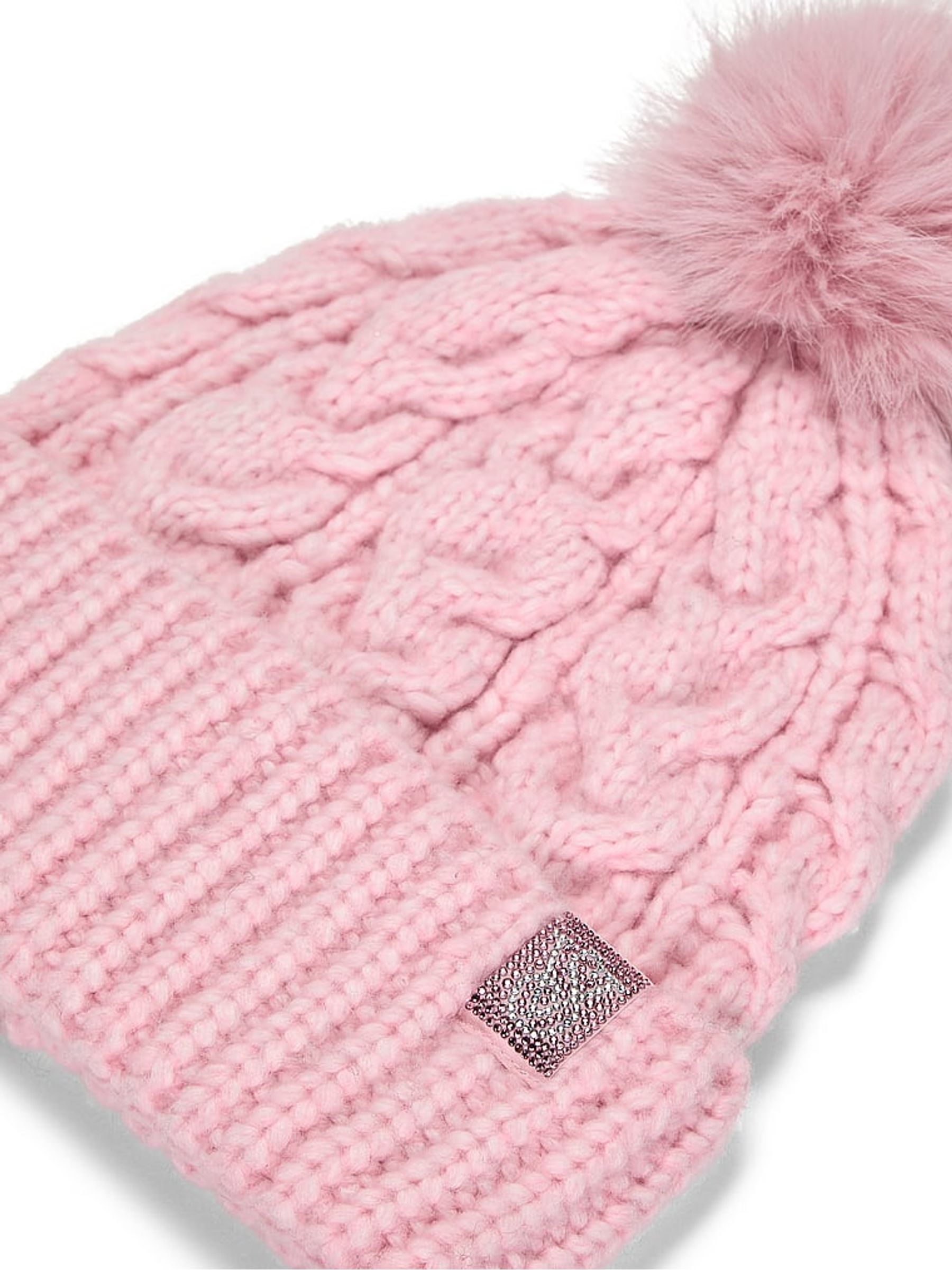 Pretty Blossom Pink Knit Beanie Hat - Image 3 of 3