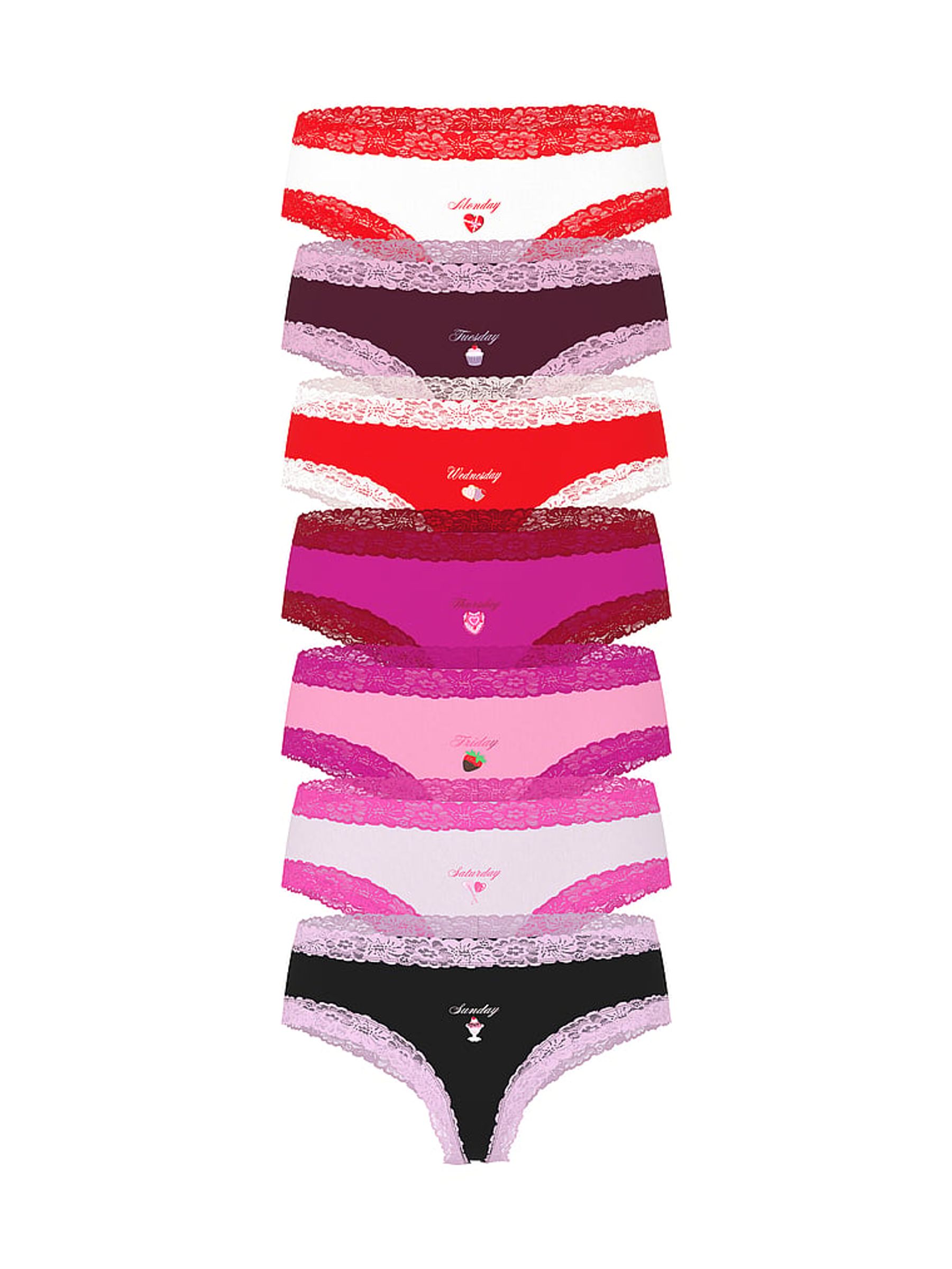 Red/Pink/Purple/Black Cheeky 7 Pack Days of the Week Knickers - Image 1 of 2