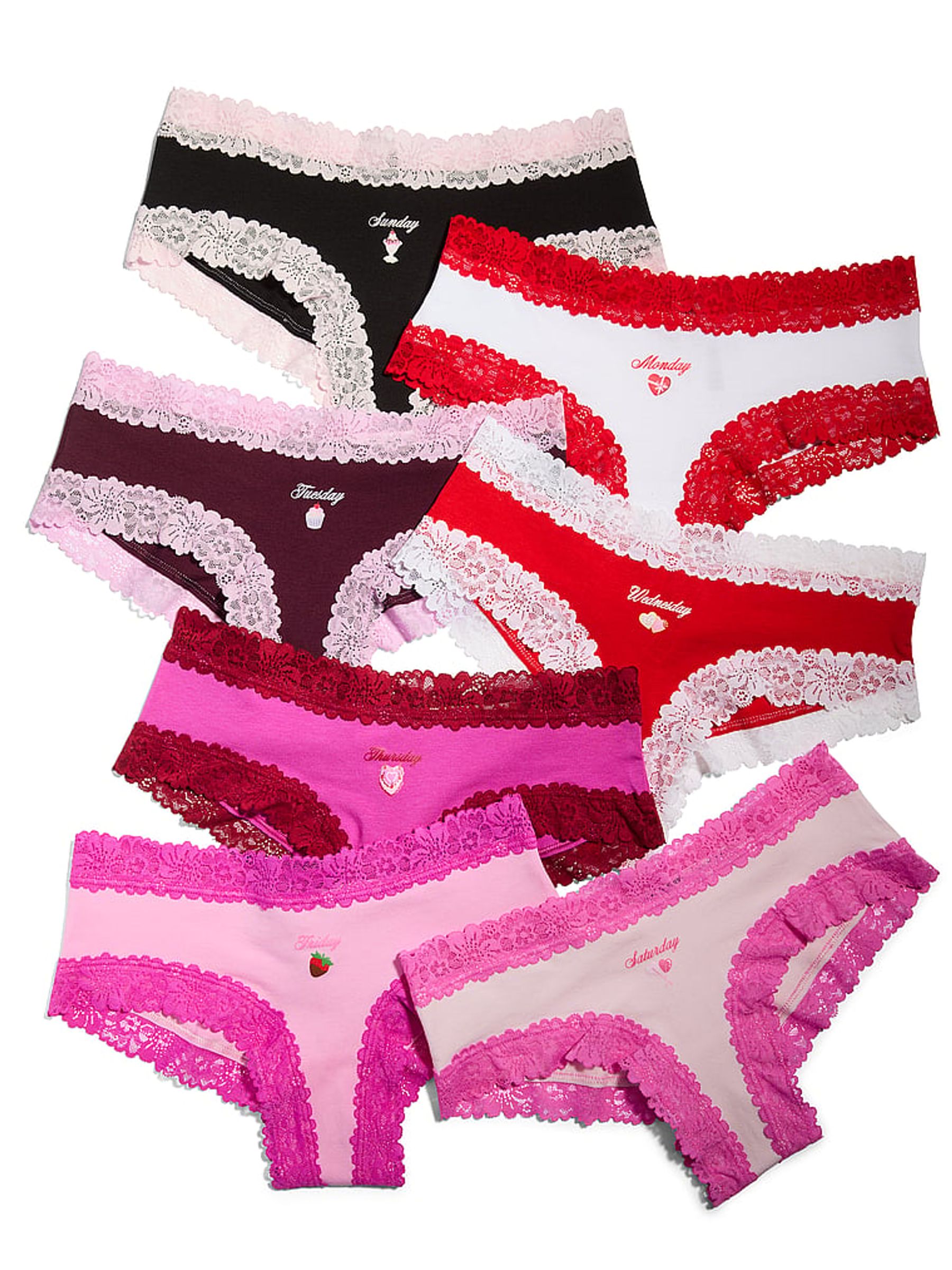 Red/Pink/Purple/Black Cheeky 7 Pack Days of the Week Knickers - Image 2 of 2