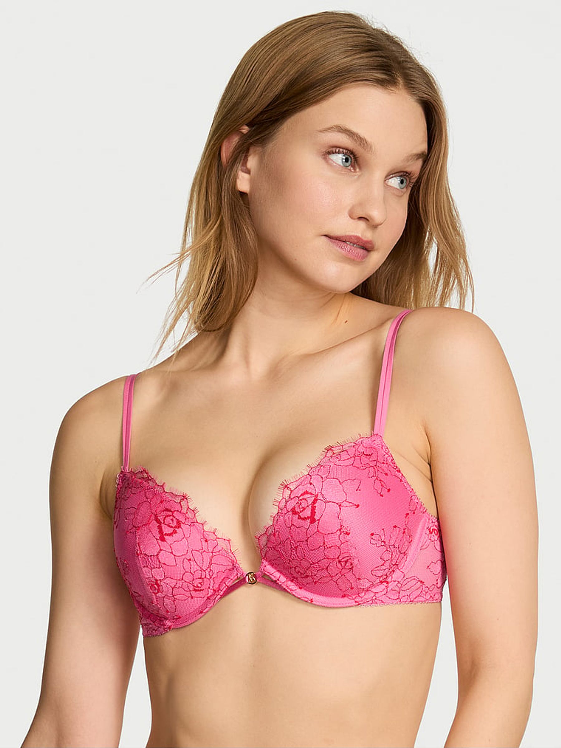 Rose Garden Pink Dye Push Up Lace Bra - Image 1 of 3