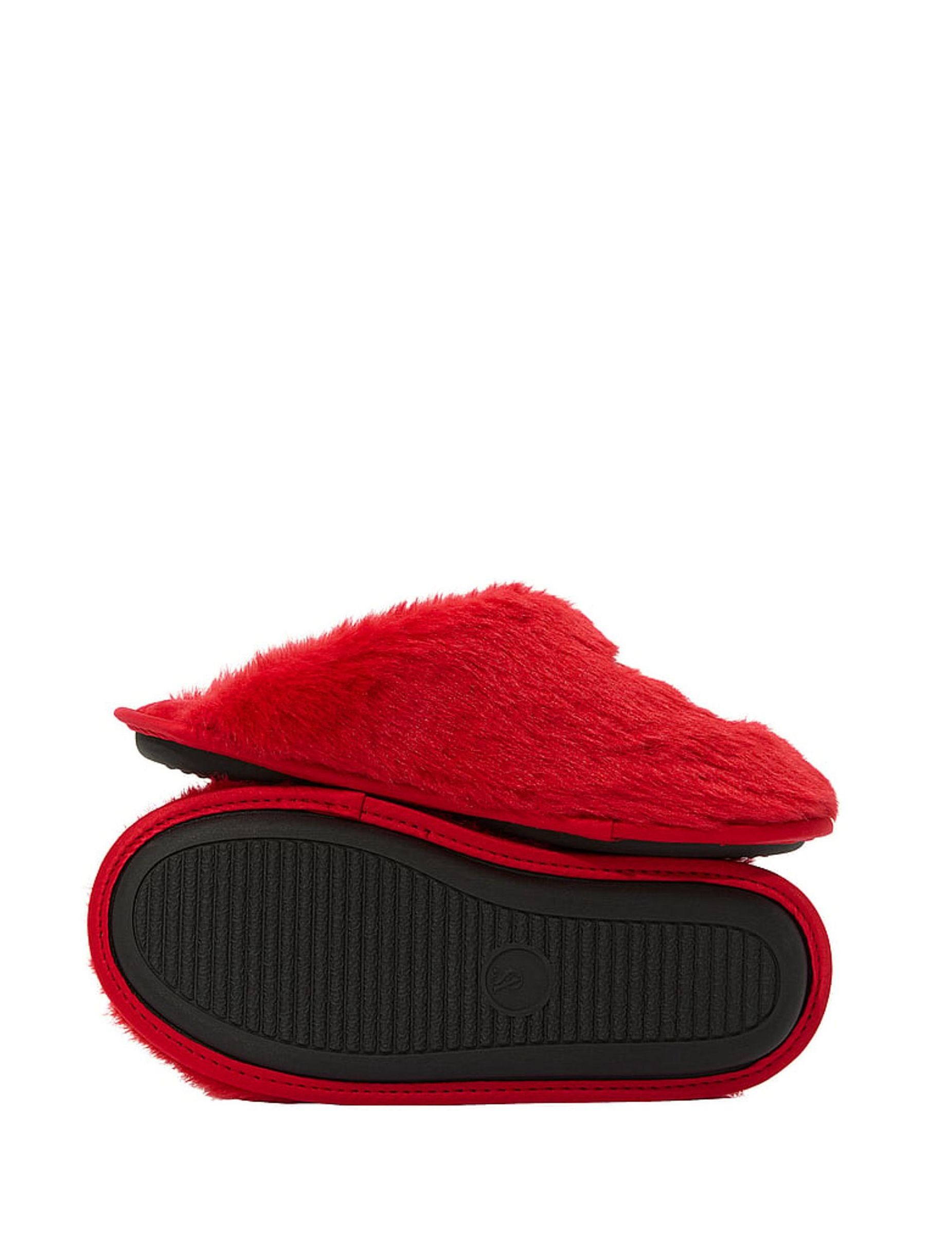 Lipstick Red Closed Toe Faux Fur Slippers - Image 2 of 2