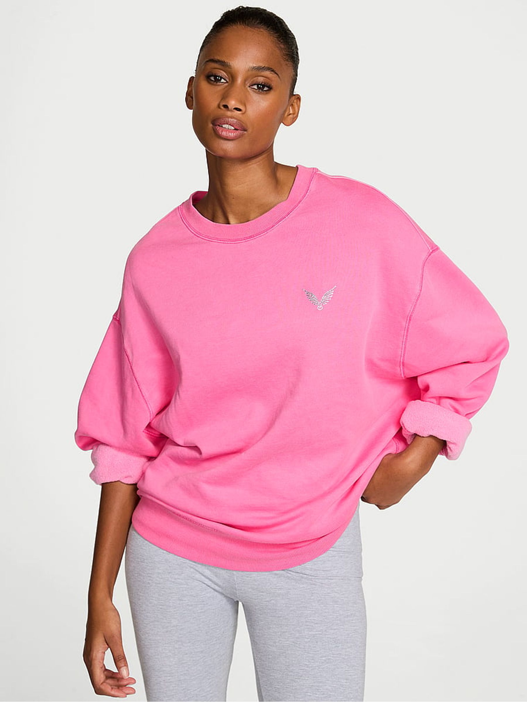 Washed Hollywood Pink Angel Oversized Sweatshirt - Image 1 of 2