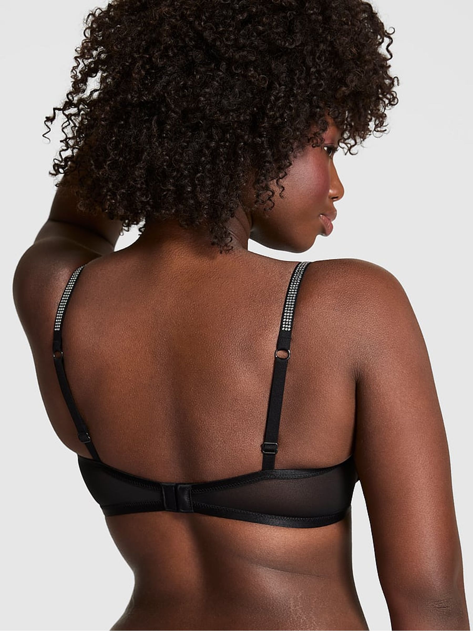 Black Balcony Mesh Diamonte Bra - Image 2 of 2 Black Balcony Mesh Diamonte Bra - Image 2 of 2