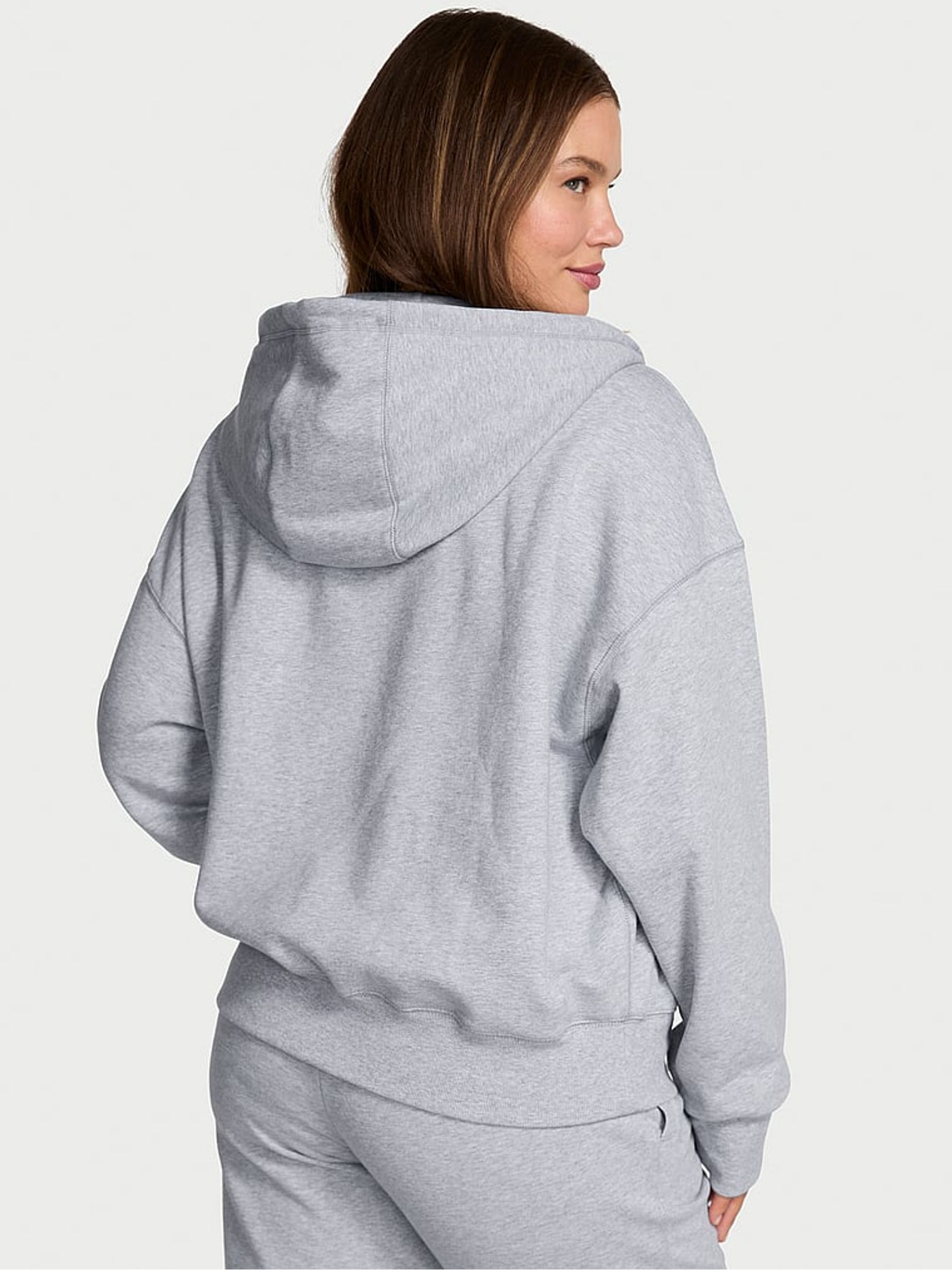 Medium Heather Grey Angel Fleece Full Zip Hoodie - Image 2 of 3 Medium Heather Grey Angel Fleece Full Zip Hoodie - Image 2 of 3