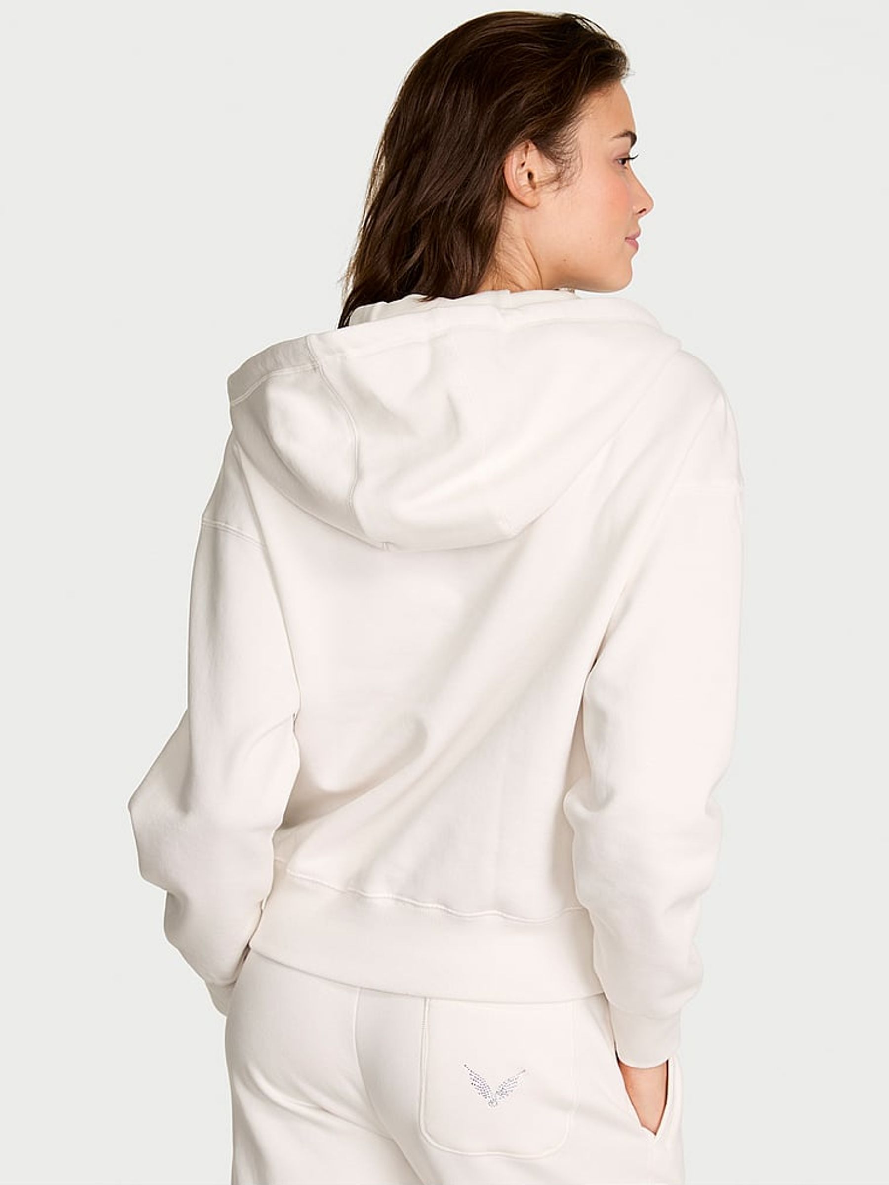 Coconut White Angel Fleece Full Zip Hoodie | Victoria's Secret Ireland