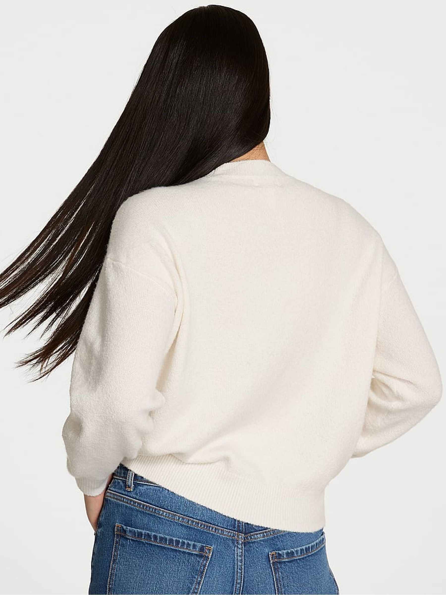 Winter White Dog Print Oversized Sweatshirt - Image 2 of 3