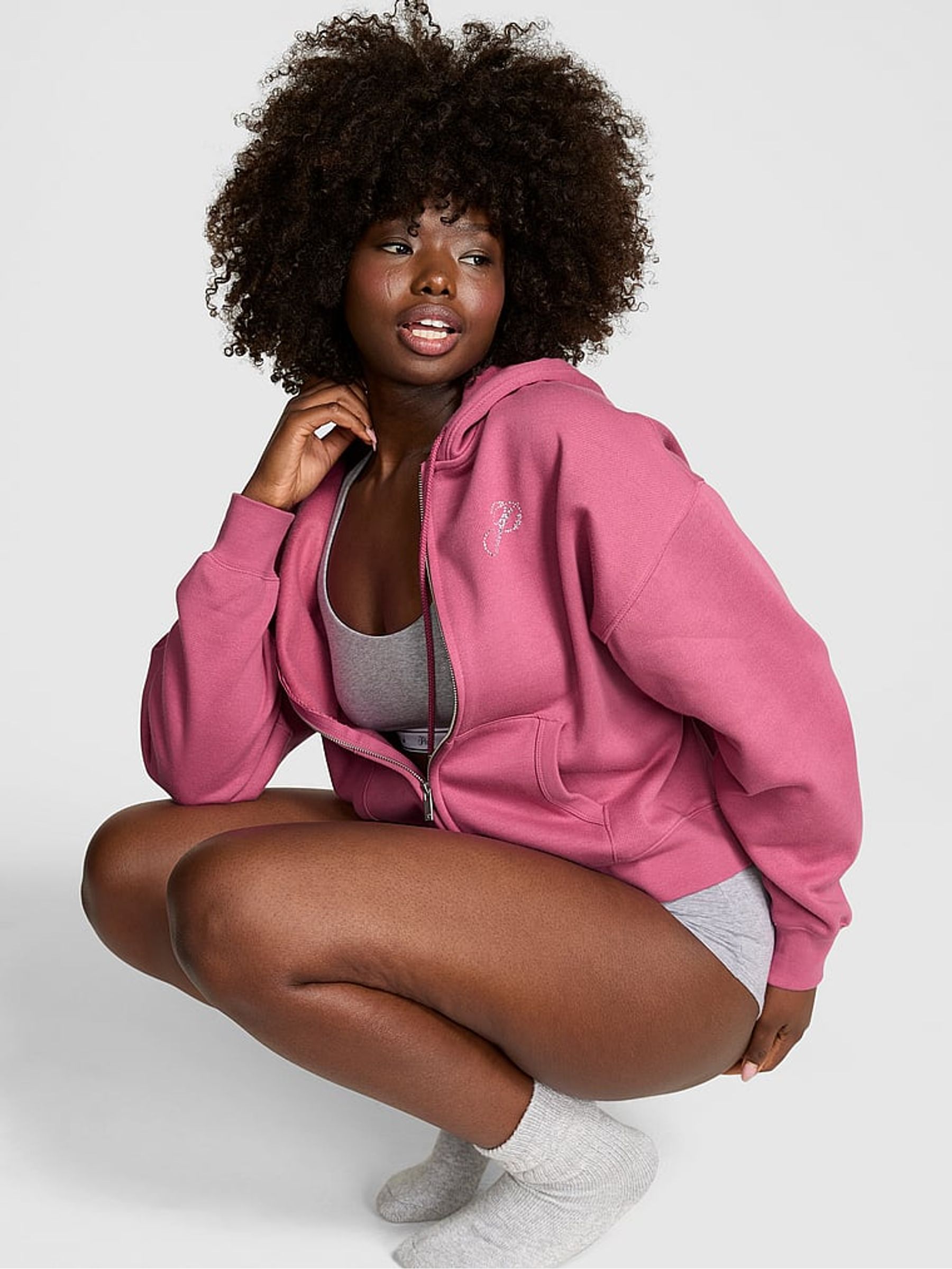 Red Violet Fleece Zip Up Hoodie - Image 1 of 2