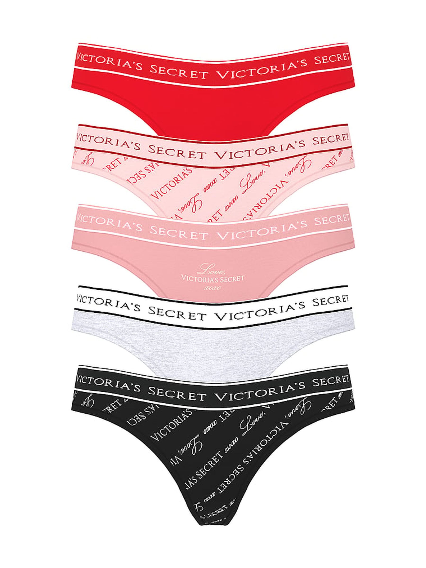 Red/Pink/Grey/Black Thong Knickers 5 Pack - Image 1 of 1